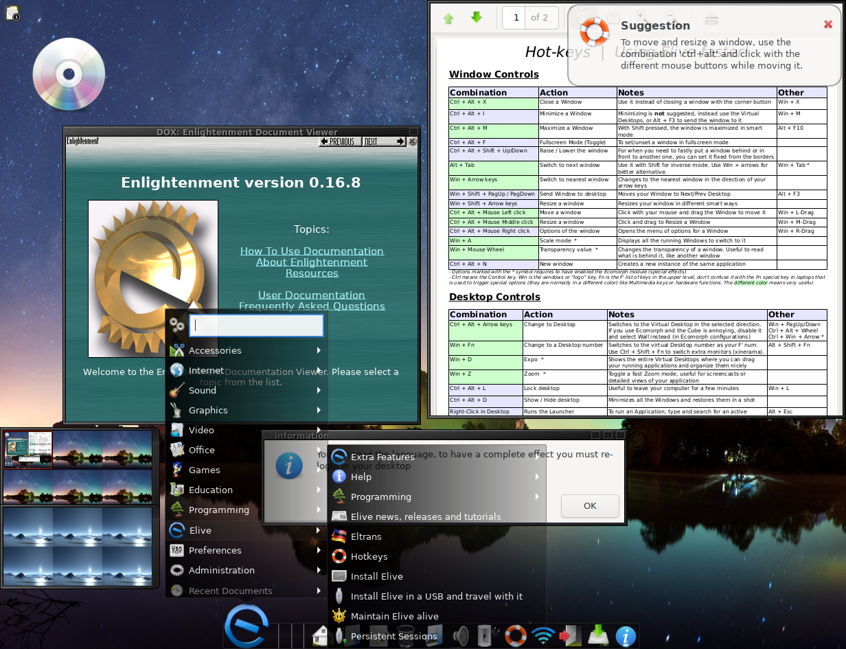 Elive desktop screenshot: 3.7.14 alpha