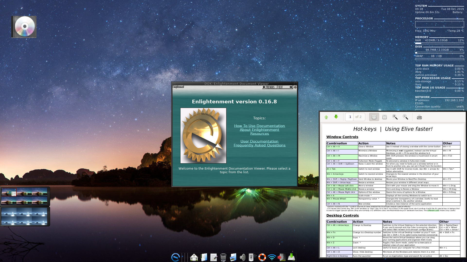 Elive desktop screenshot: 3.7.14