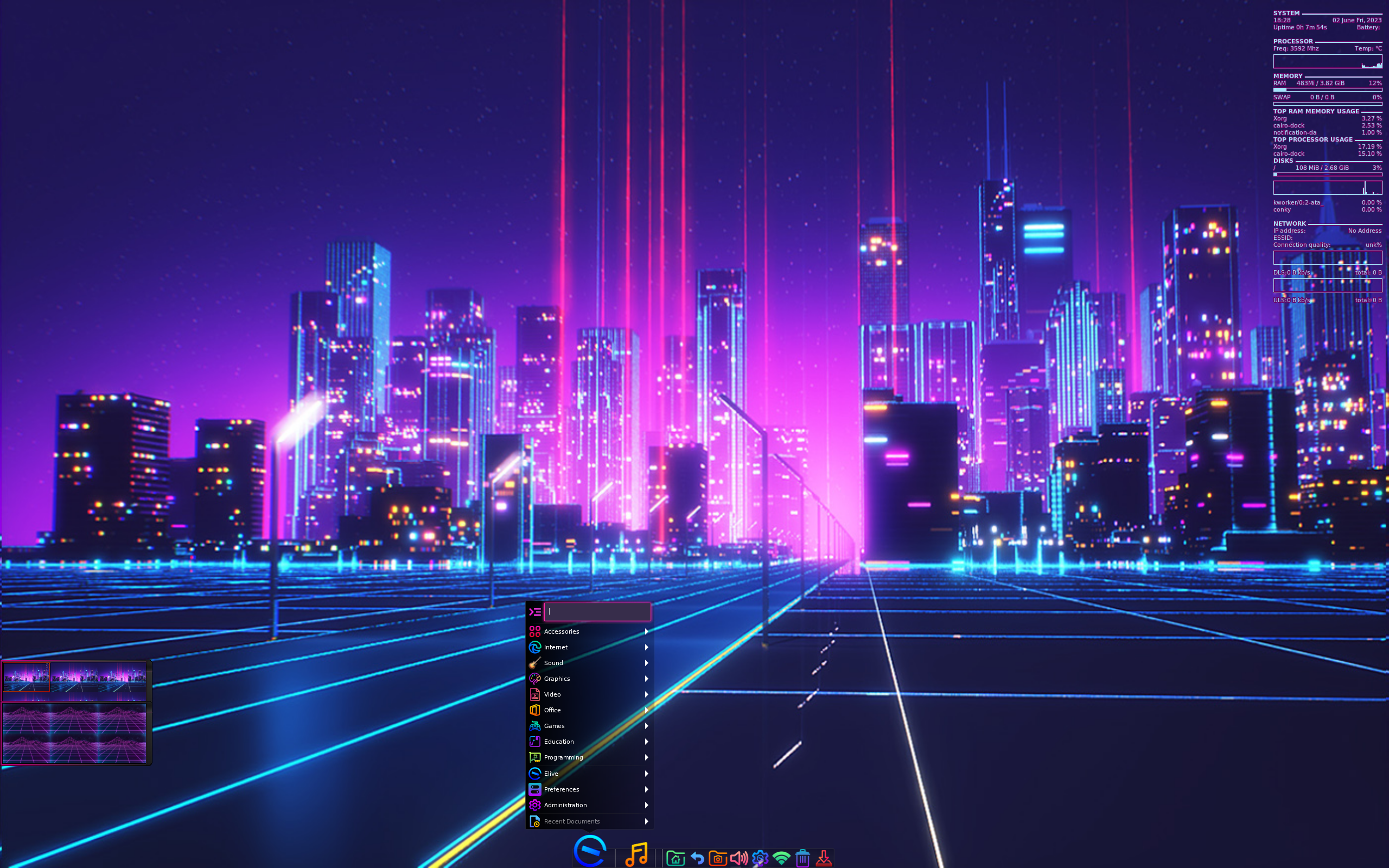 Elive desktop screenshot: 3.8.32