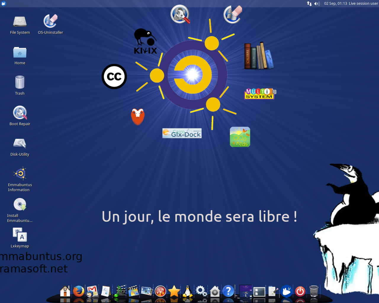 Emmabuntüs desktop screenshot: 3 1.00
