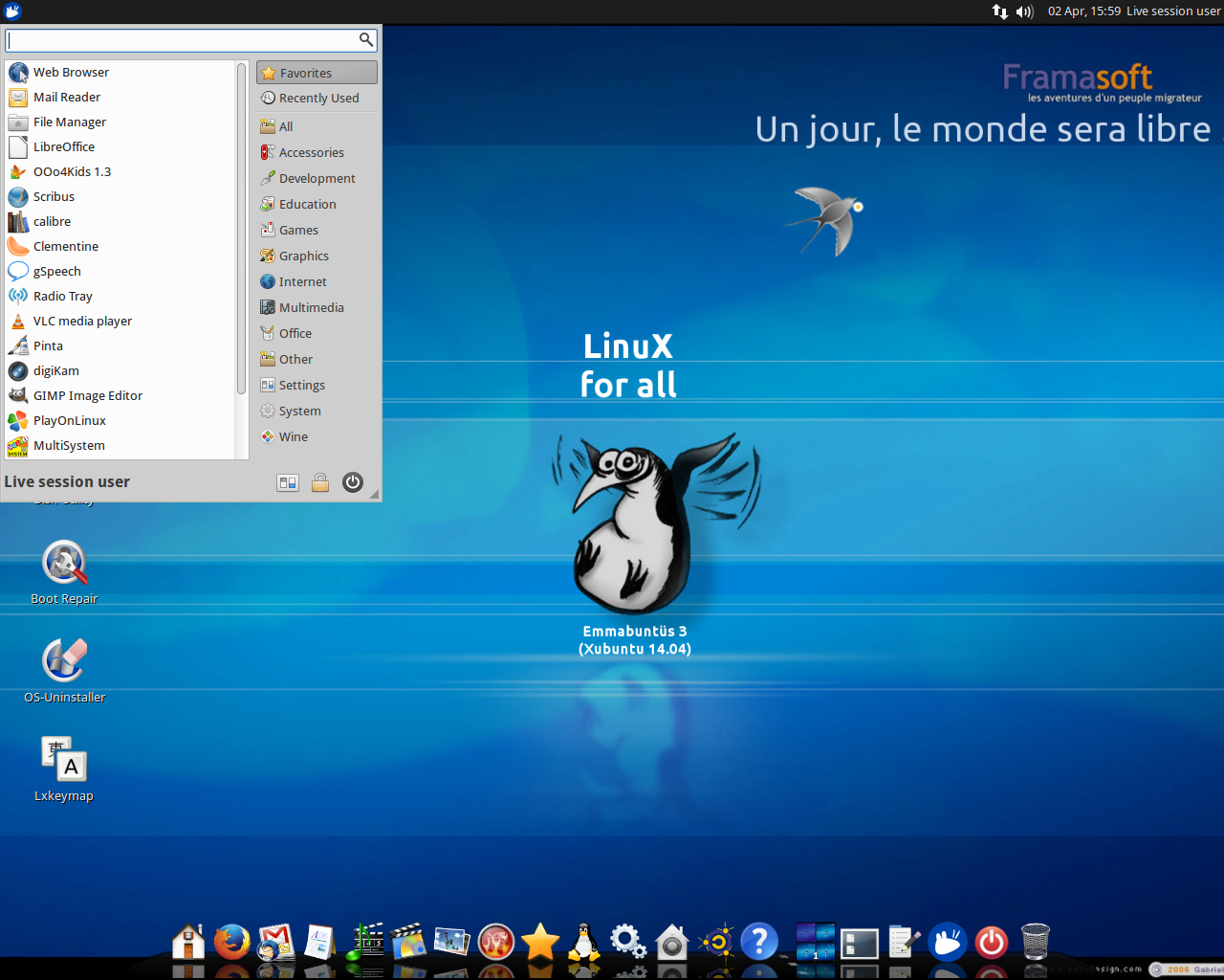 Emmabuntüs desktop screenshot: 3 1.01