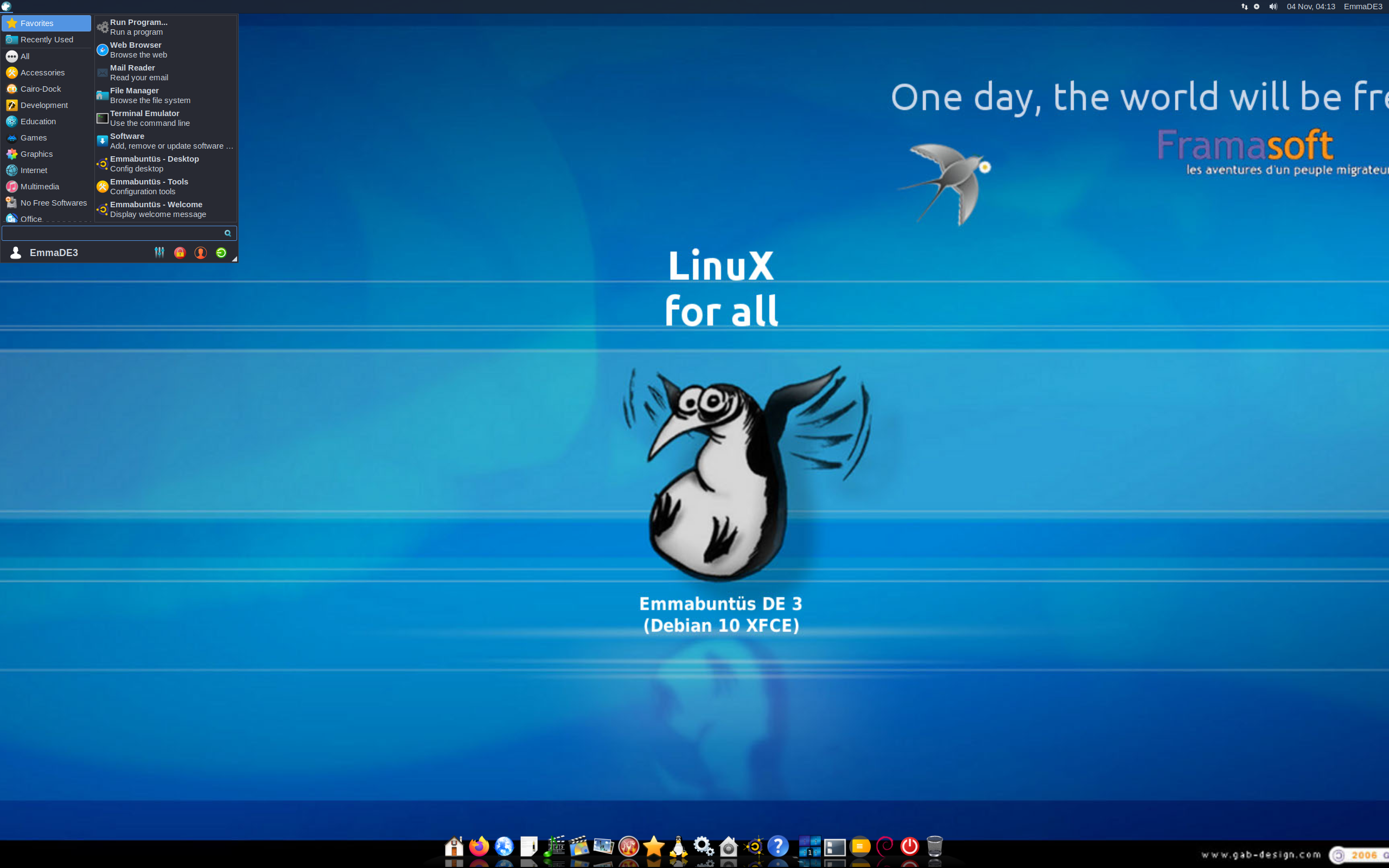 Emmabuntüs desktop screenshot: de3 1.03