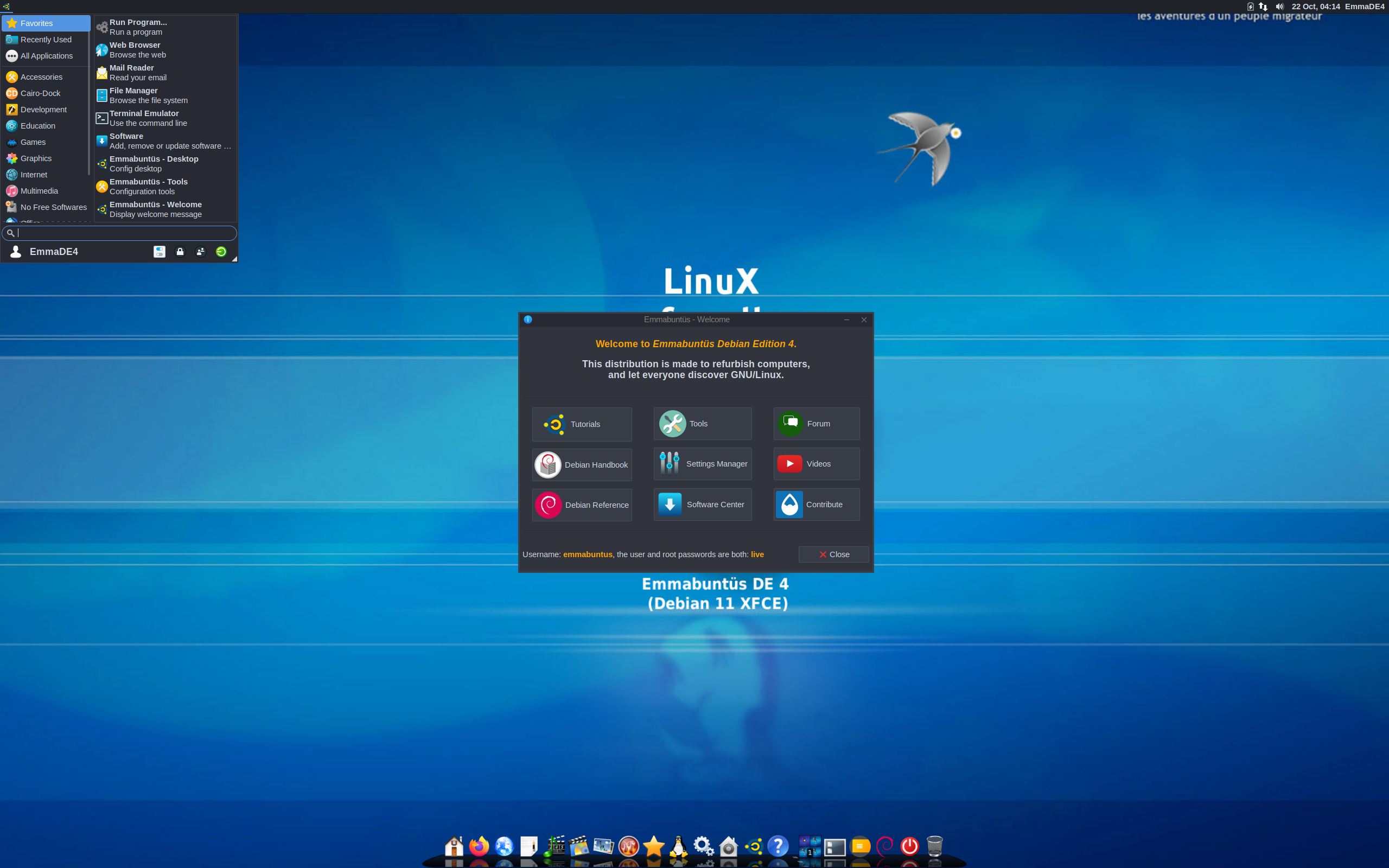 Emmabuntüs desktop screenshot: de4 1.00