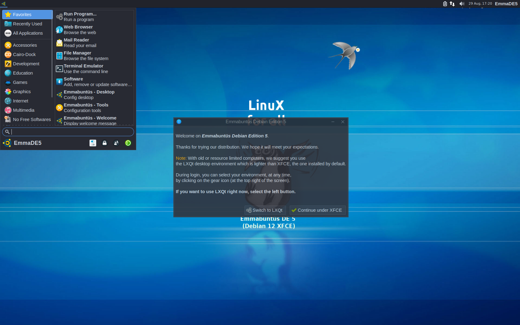 Emmabuntüs desktop screenshot: de5 1.00
