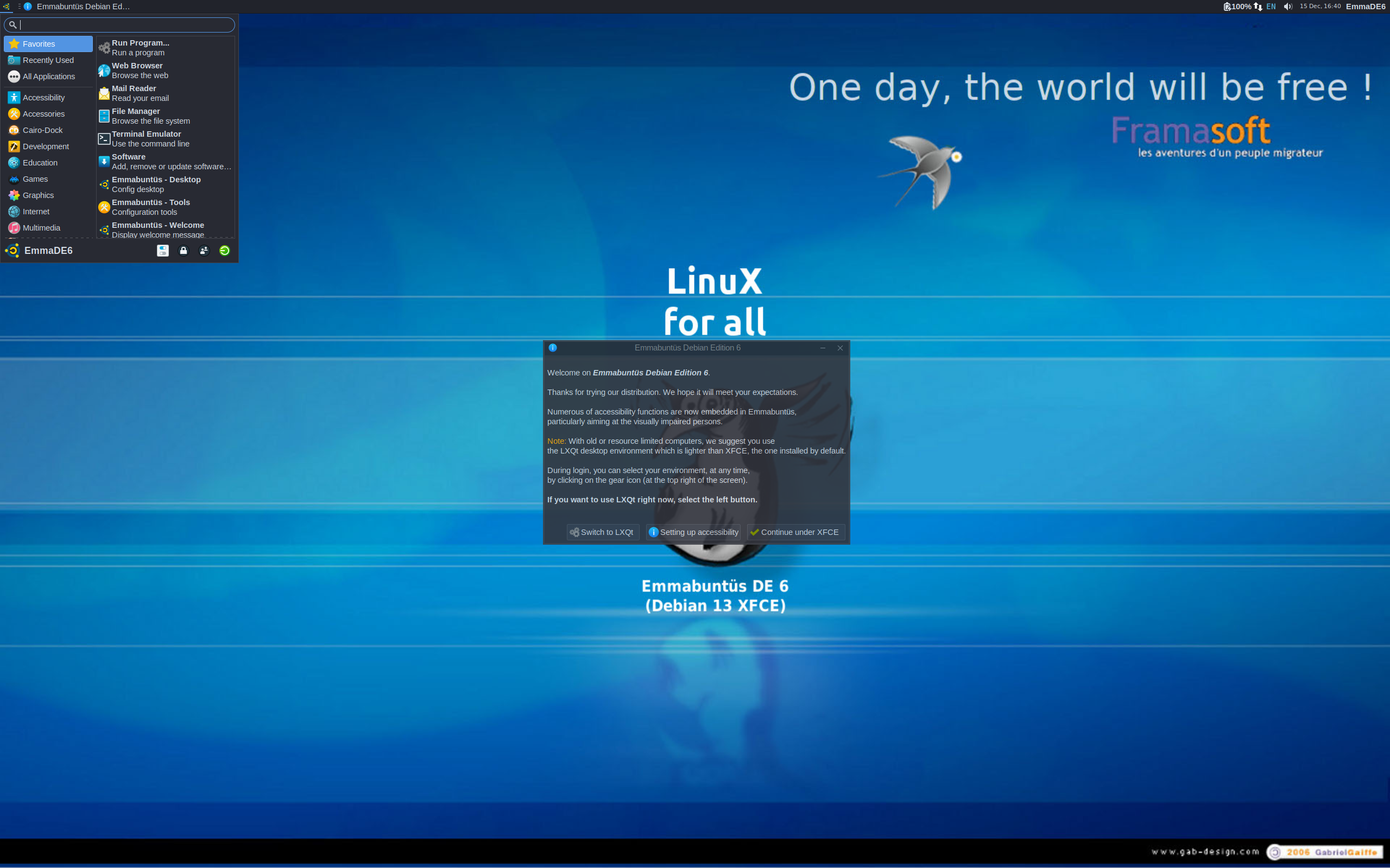Emmabuntüs desktop screenshot: de6 1.00