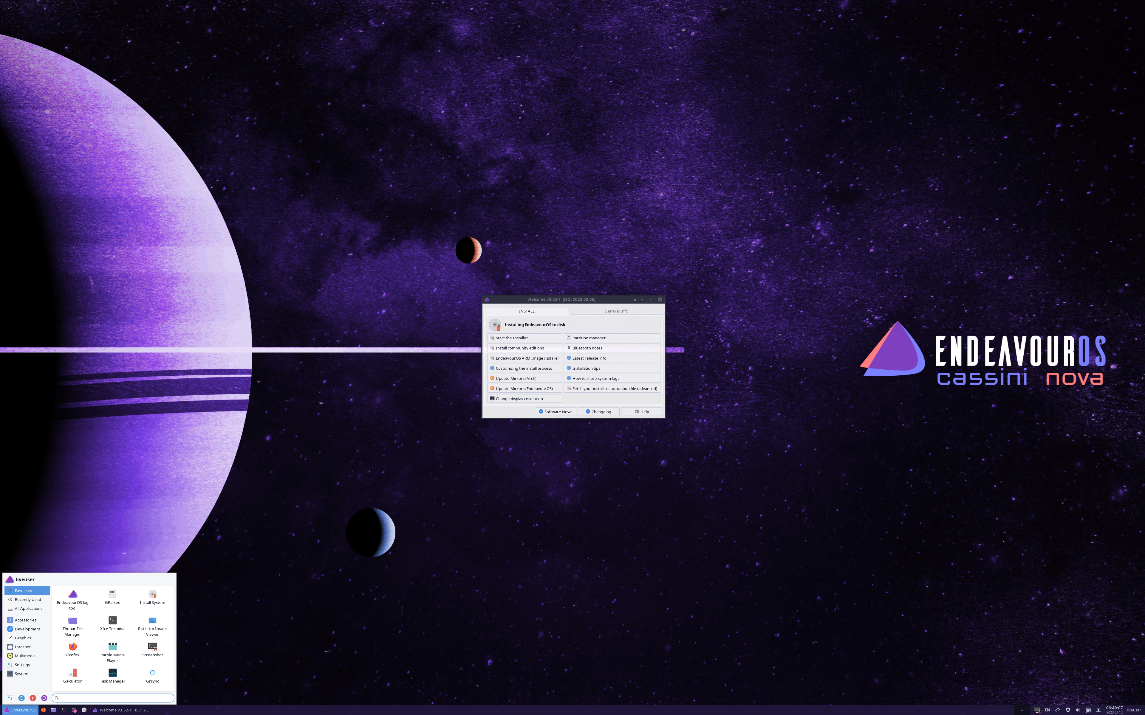 EndeavourOS desktop screenshot: 03 2023