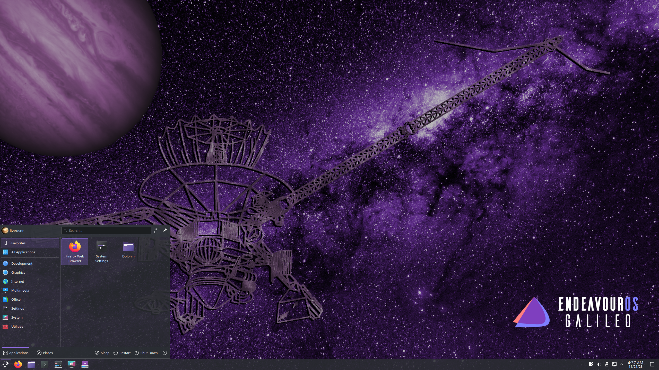 EndeavourOS desktop screenshot: 11 2023