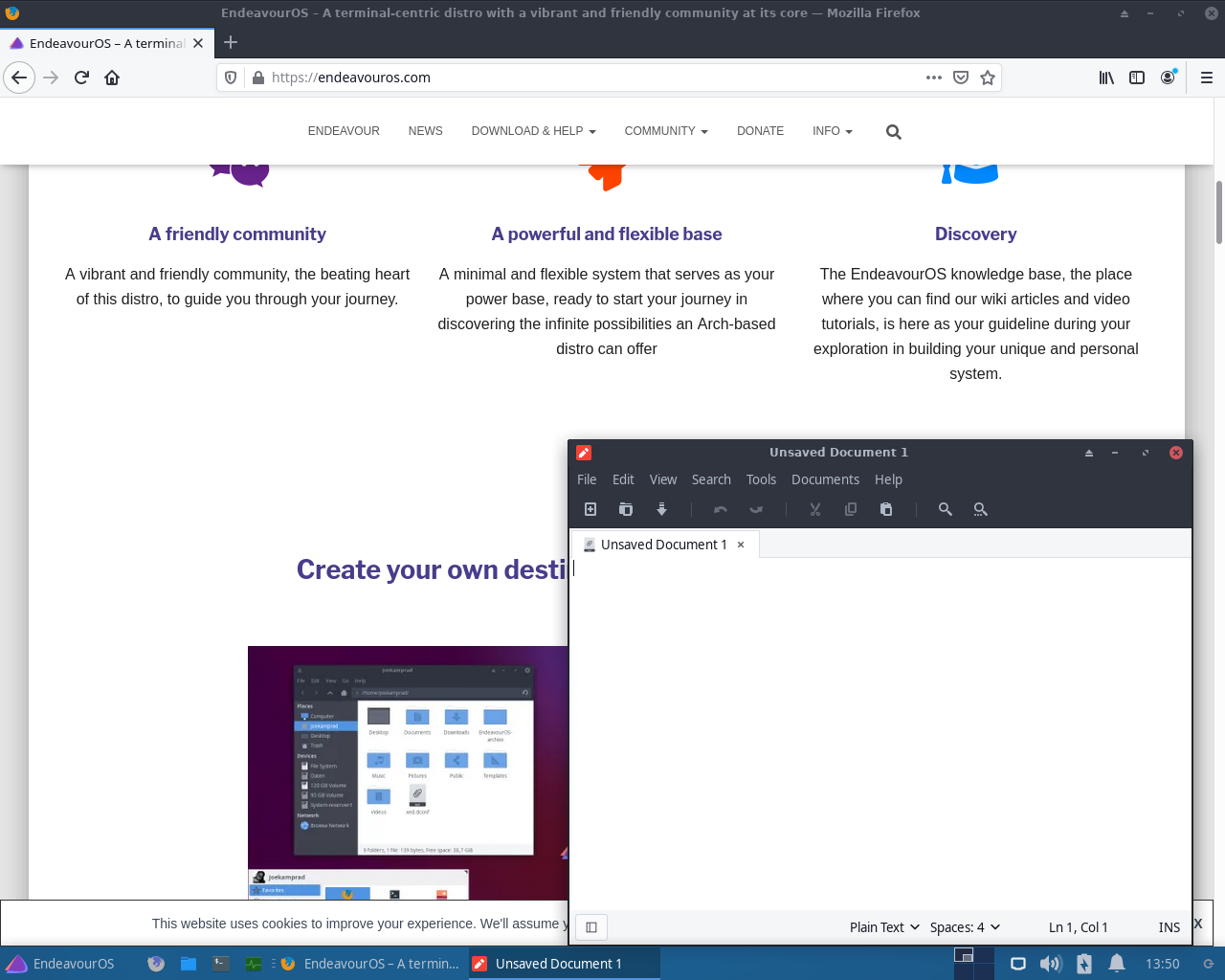 EndeavourOS desktop screenshot: 2021.04.17 firefox