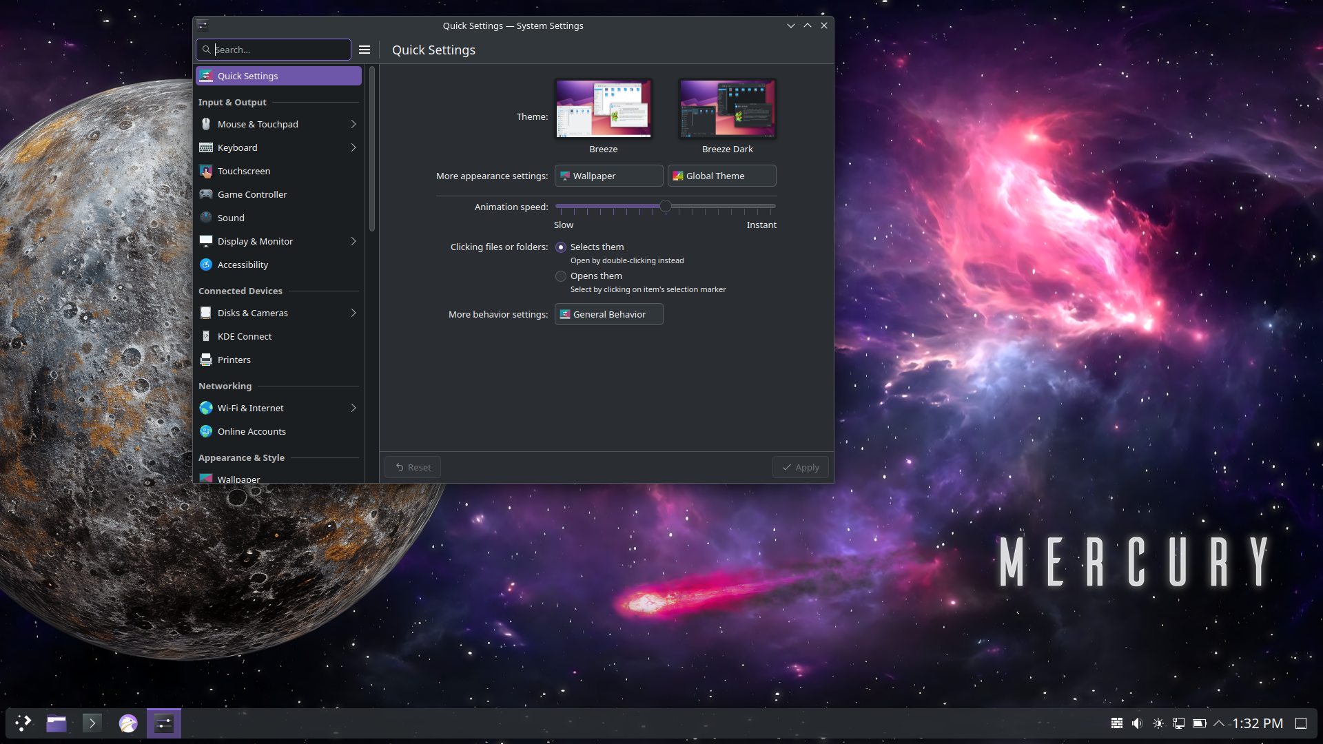 EndeavourOS desktop screenshot: 2025.03.19 settings
