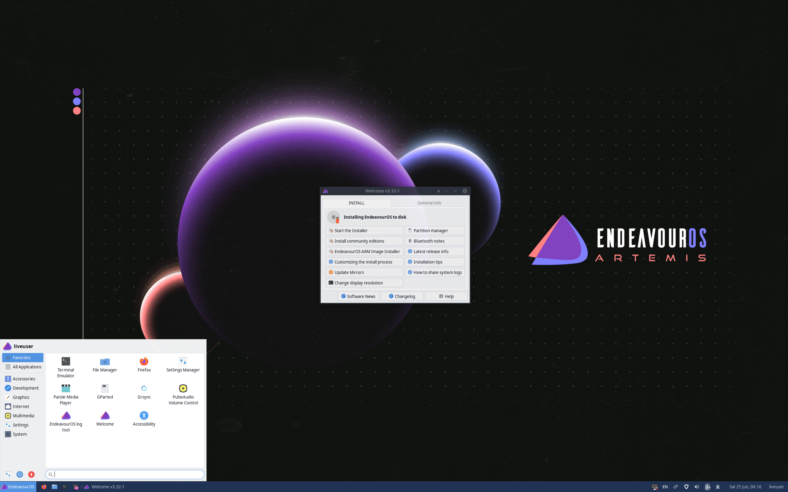 EndeavourOS desktop screenshot: 22.6