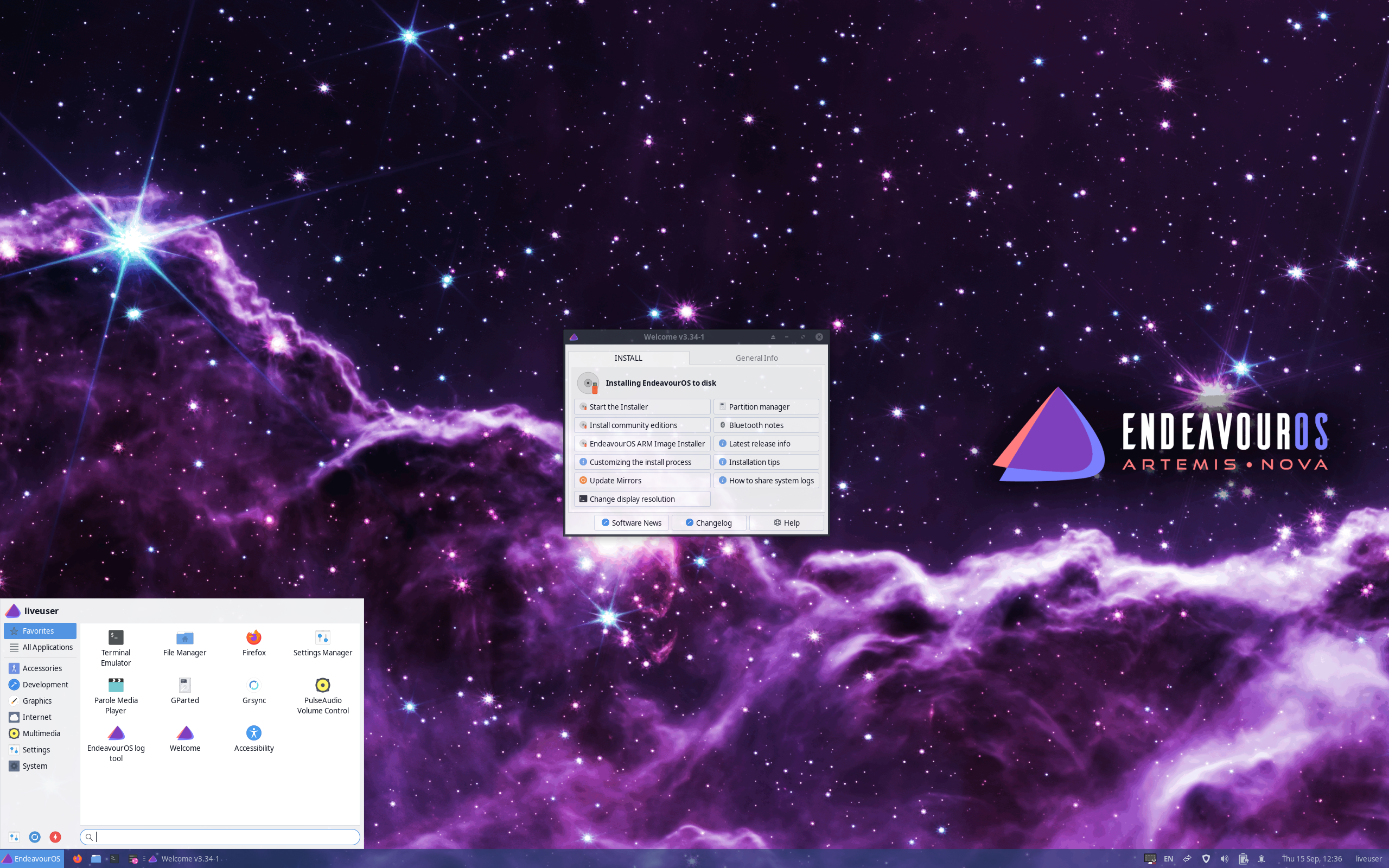 EndeavourOS desktop screenshot: 22.9