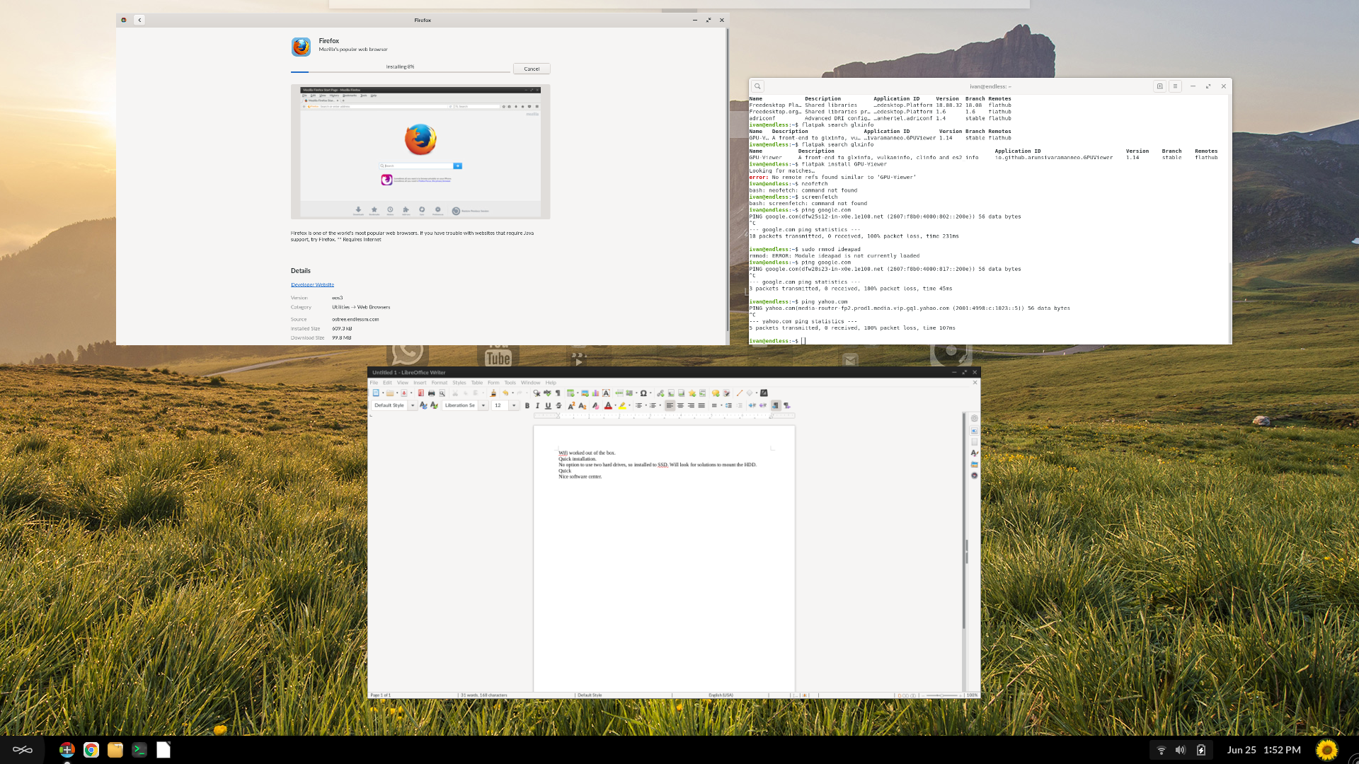 Endless desktop screenshot: 3.6.0 alt tab