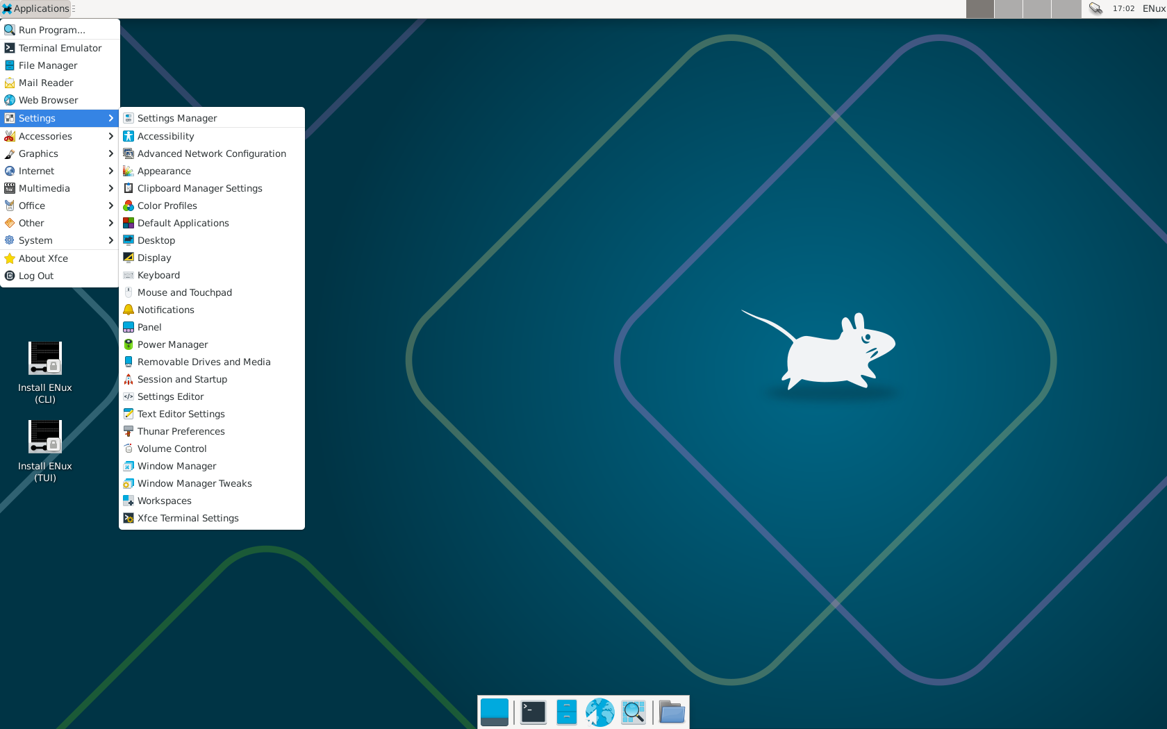 ENux desktop screenshot: 5.2.1 apps