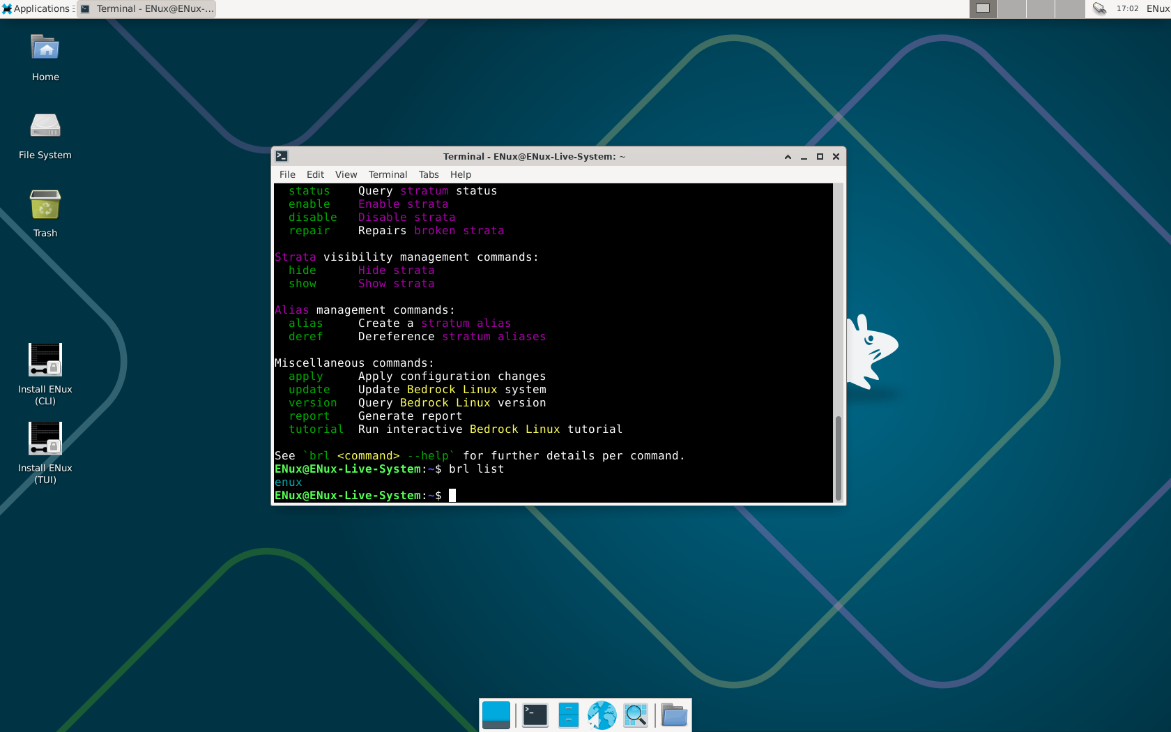 ENux desktop screenshot: 5.2.1 brl