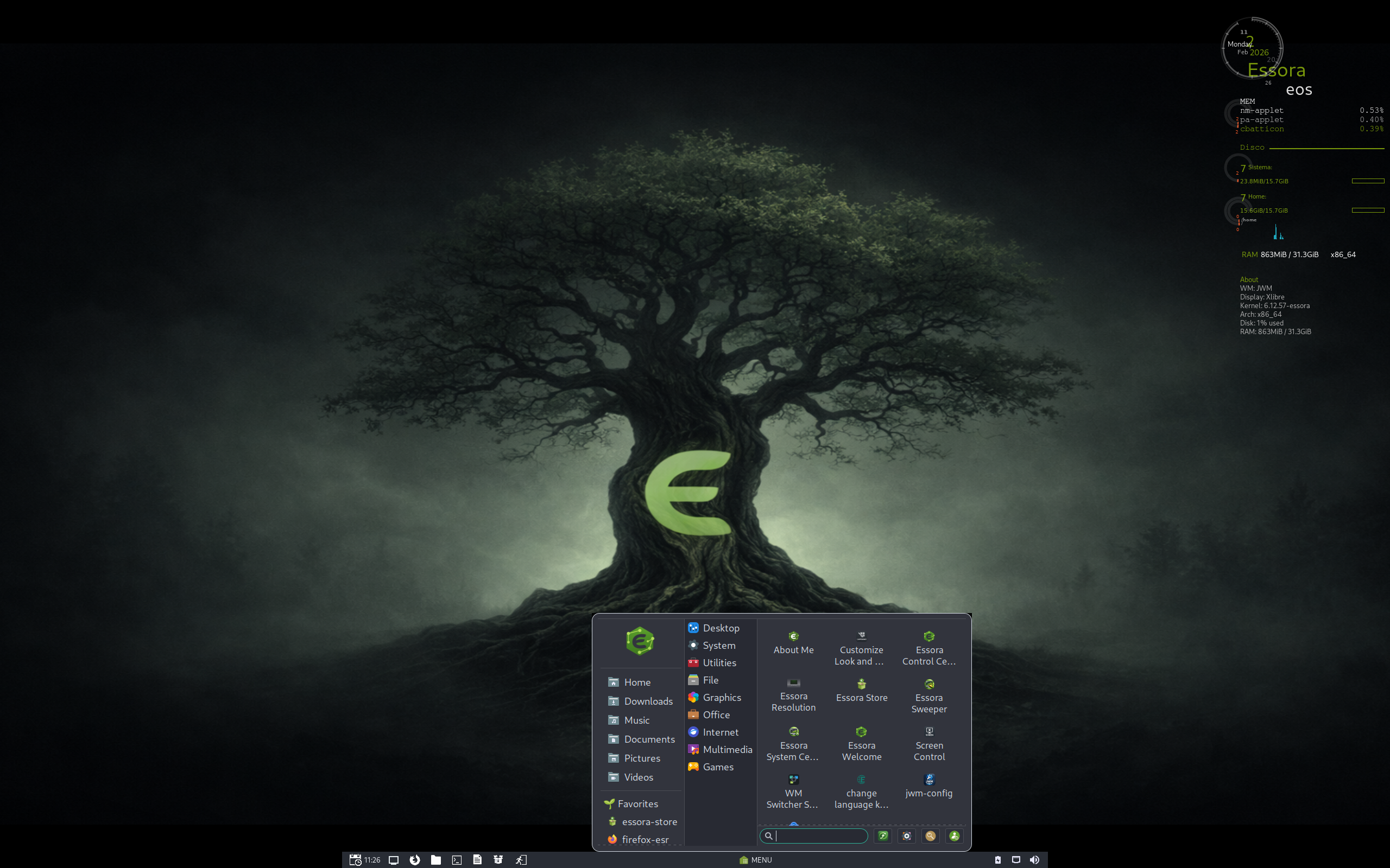 Essora desktop screenshot: 20260202