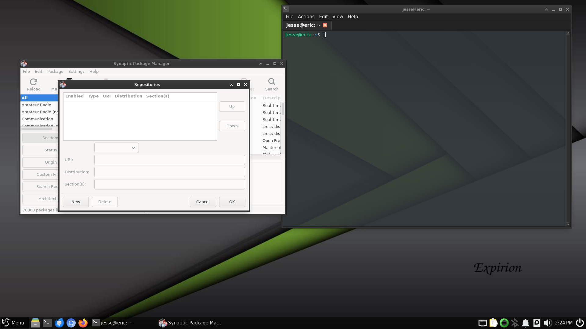 Expirion desktop screenshot: 6.0 synaptic