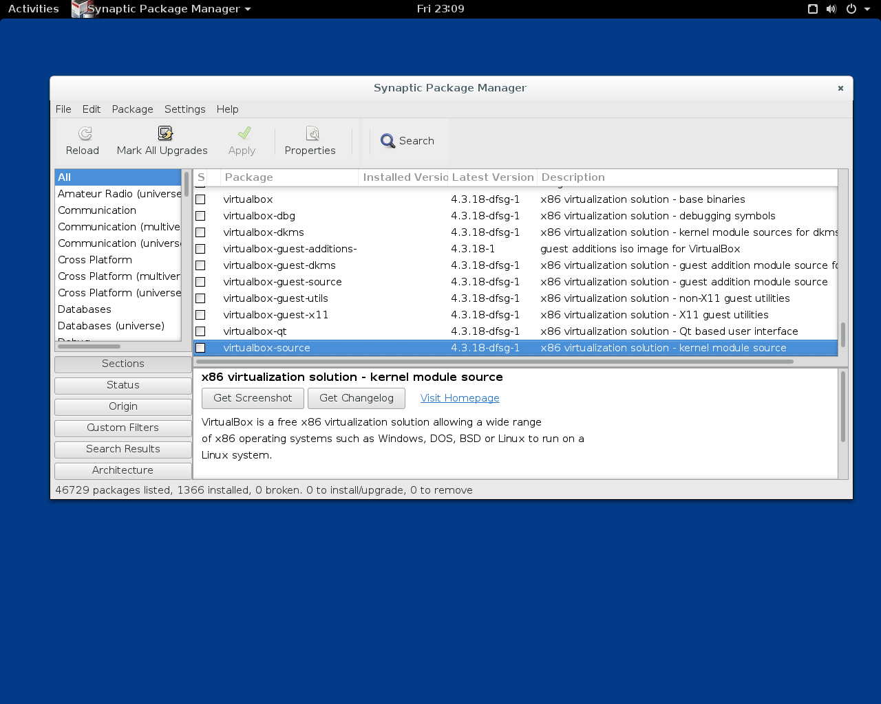 ExTiX desktop screenshot: 15.1 packages