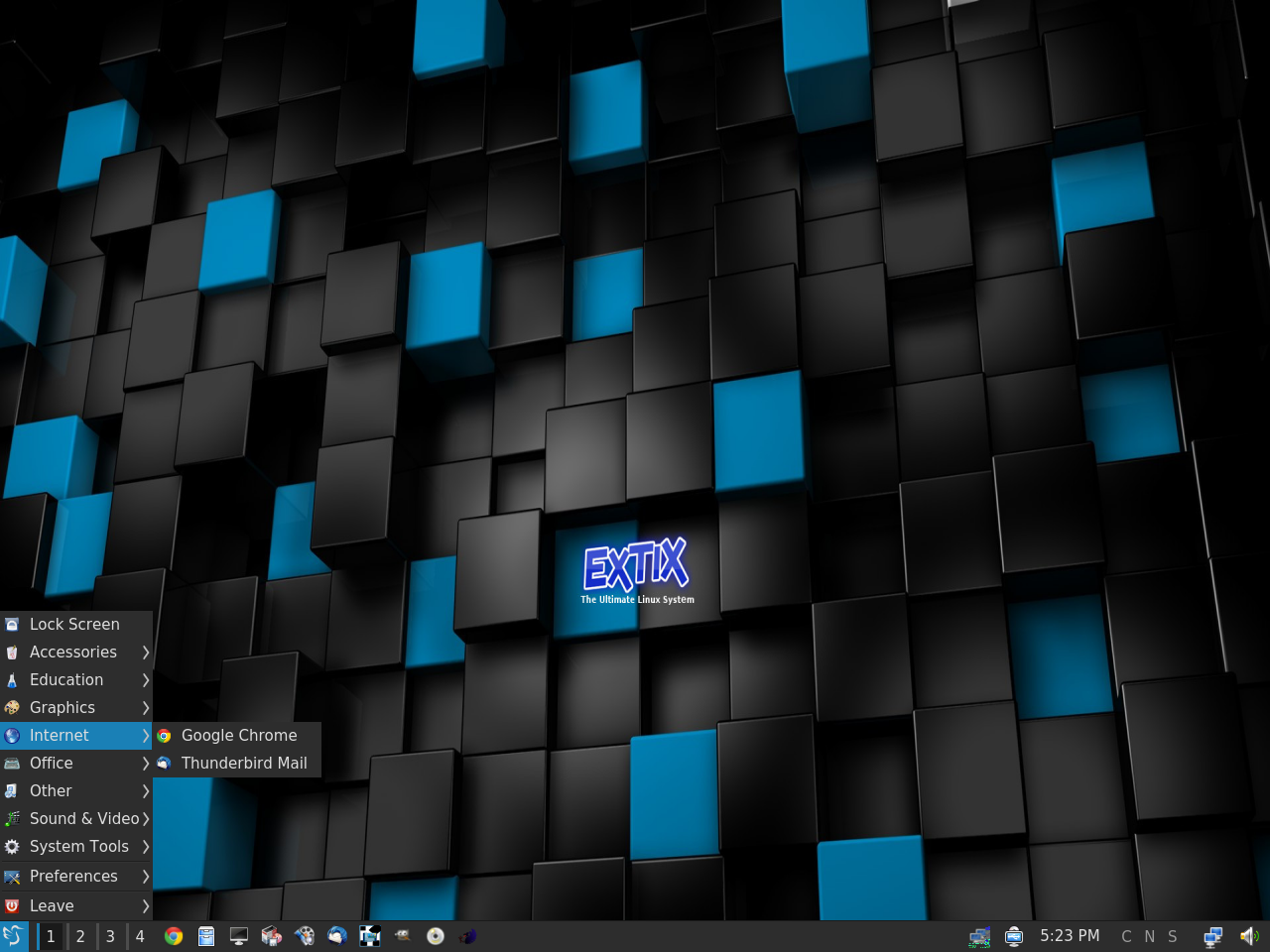 ExTiX desktop screenshot: 15.1.1