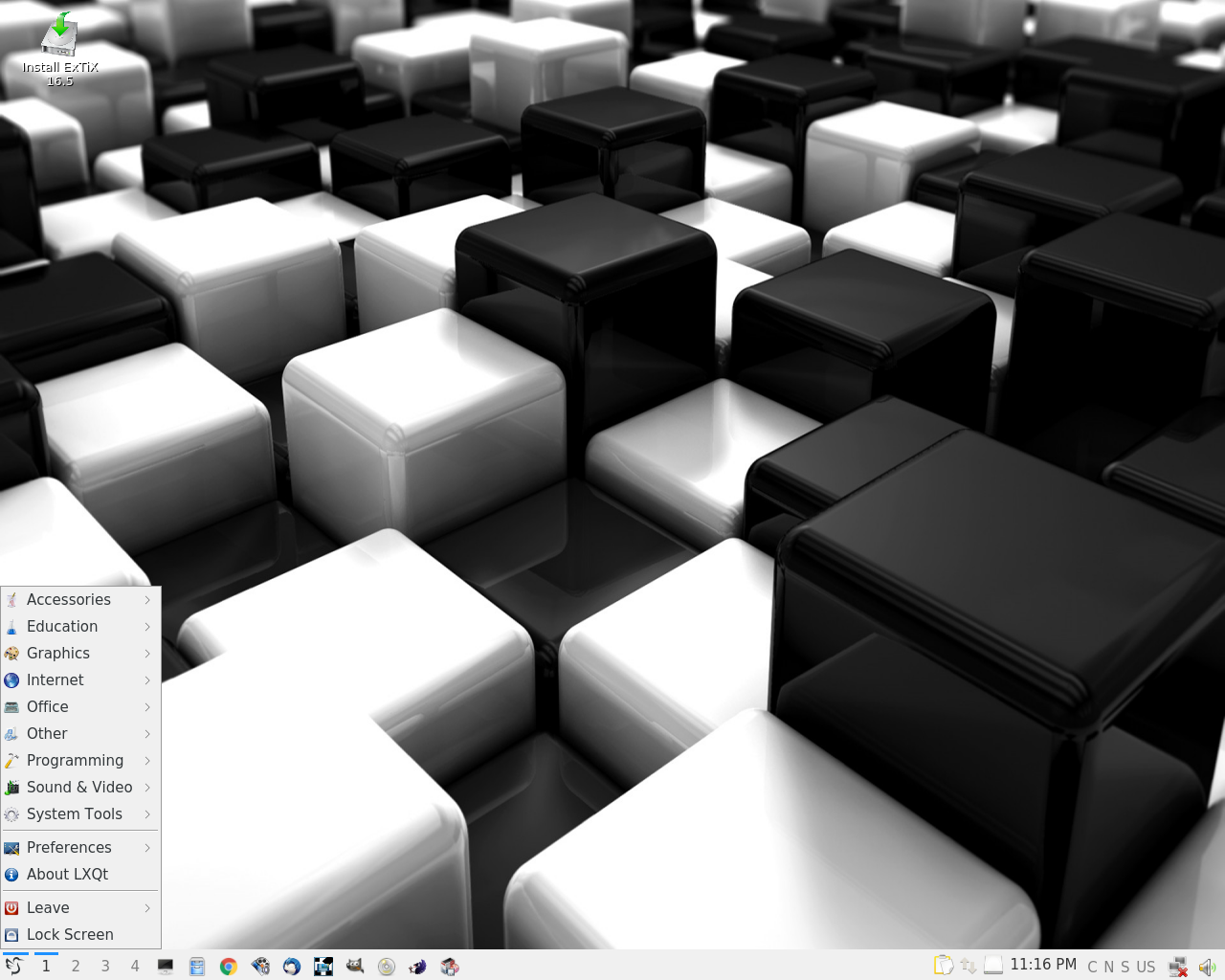 ExTiX desktop screenshot: 16.5