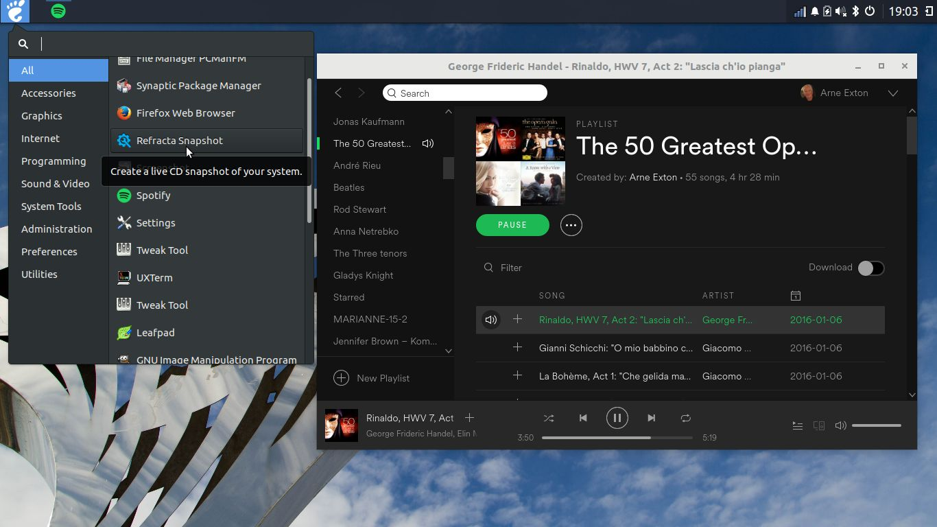 ExTiX desktop screenshot: 17.7