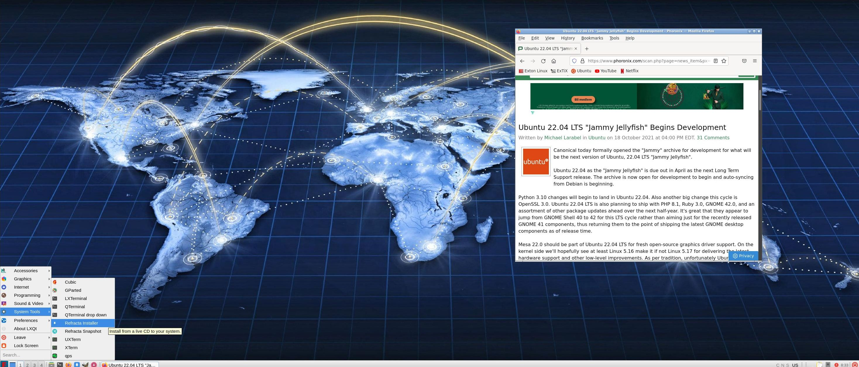 ExTiX desktop screenshot: 21.11