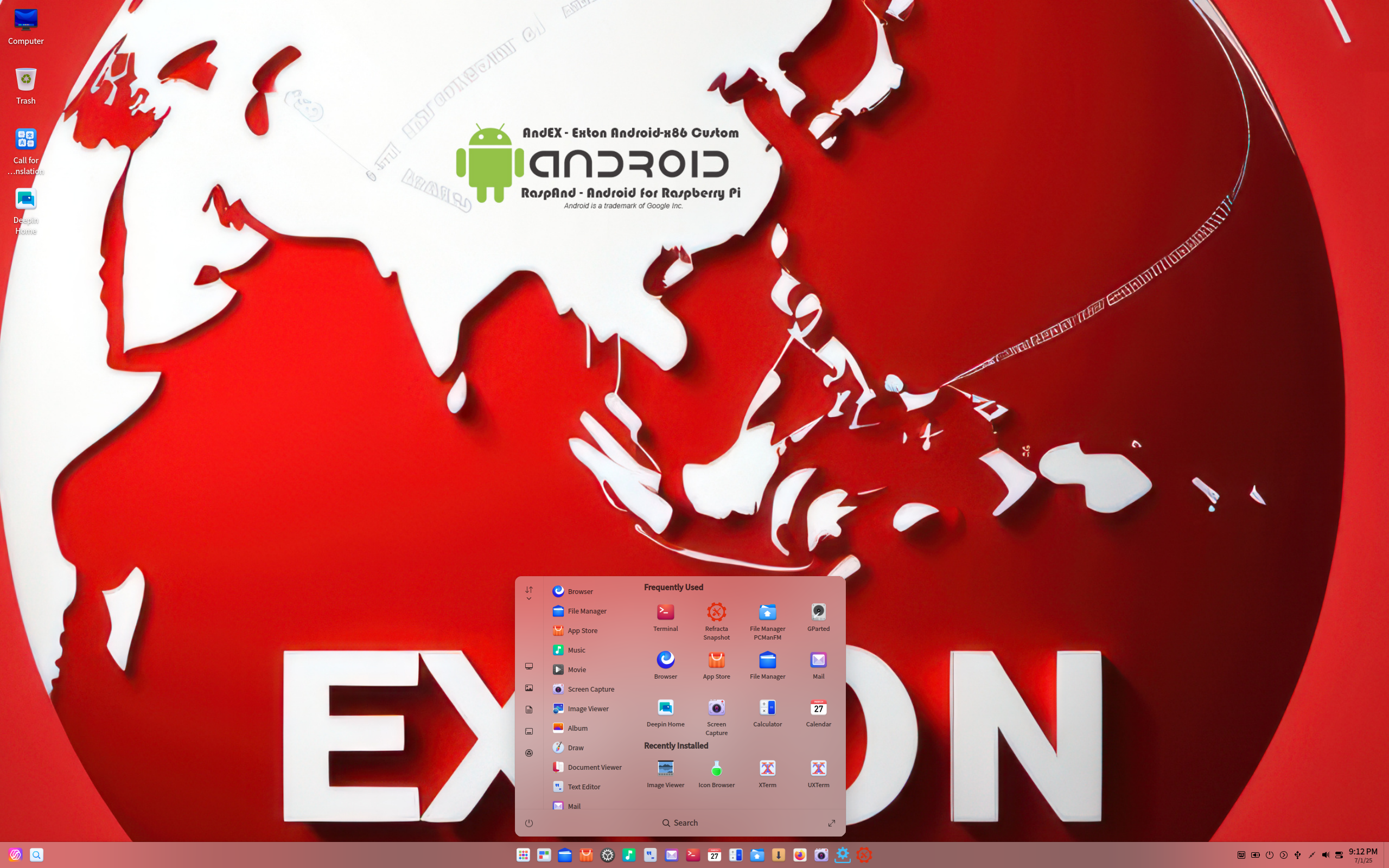 ExTiX desktop screenshot: 25.7