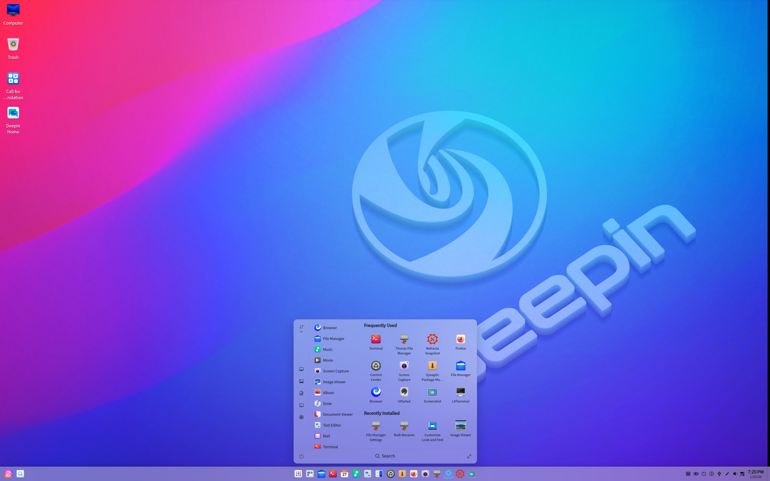 ExTiX desktop screenshot: 26.1