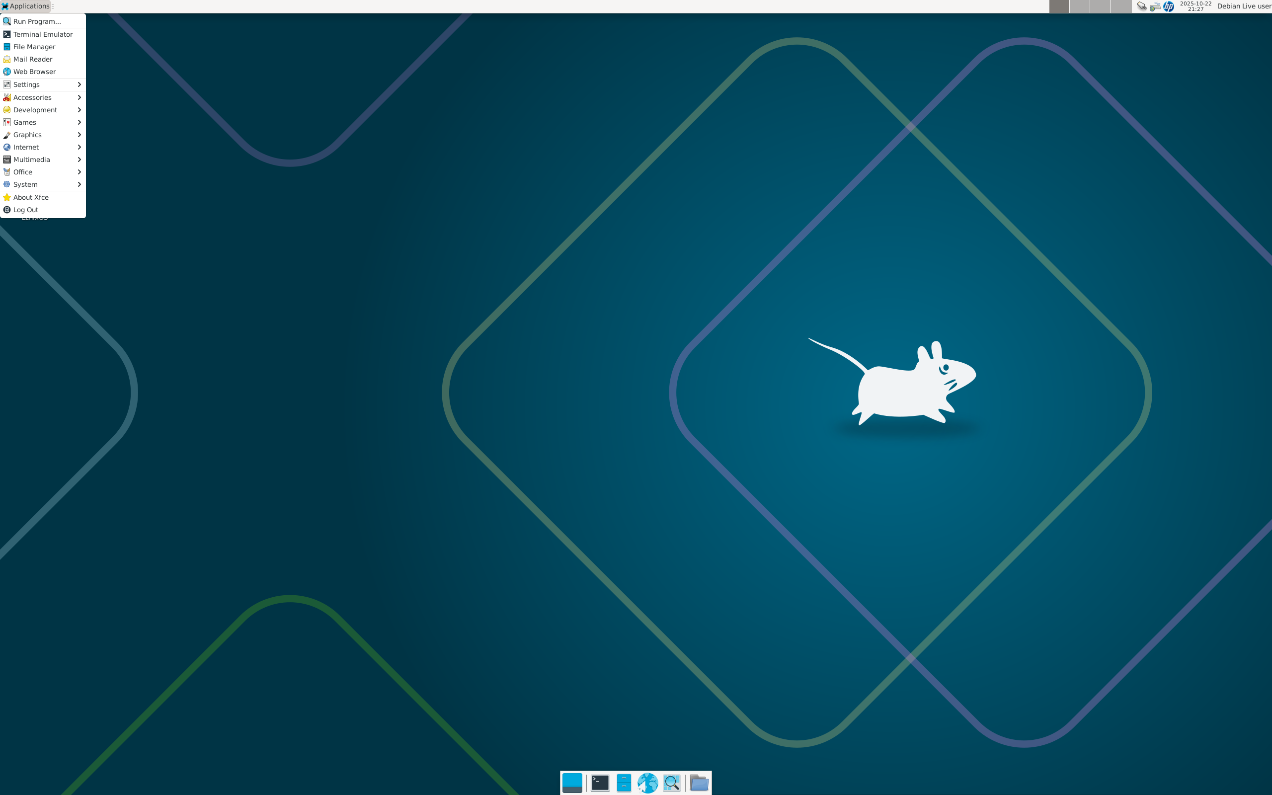 EznixOS desktop screenshot: 251017