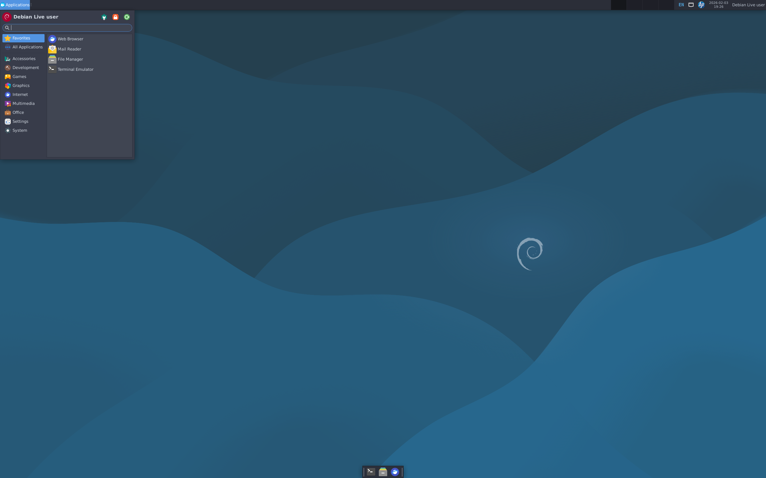 EznixOS desktop screenshot: 251117