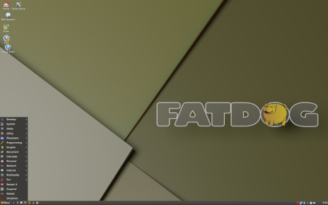 Fatdog64 desktop screenshot: Distribution overview