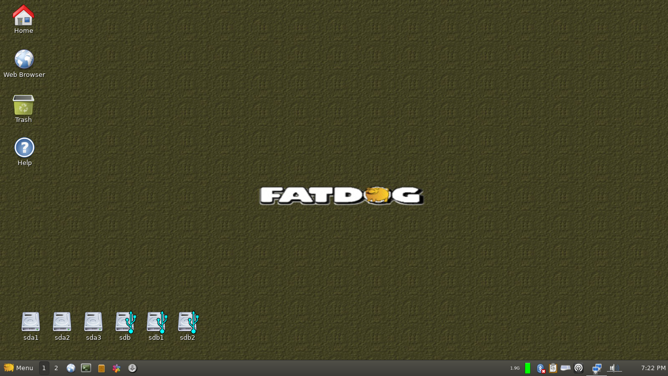 Fatdog64 desktop screenshot: 710 desktop