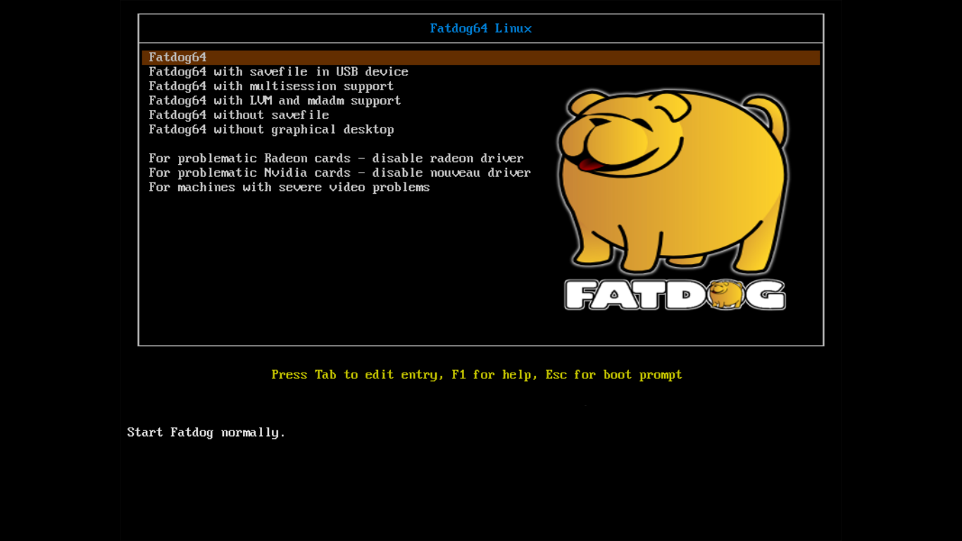 Fatdog64 desktop screenshot: 710 menu