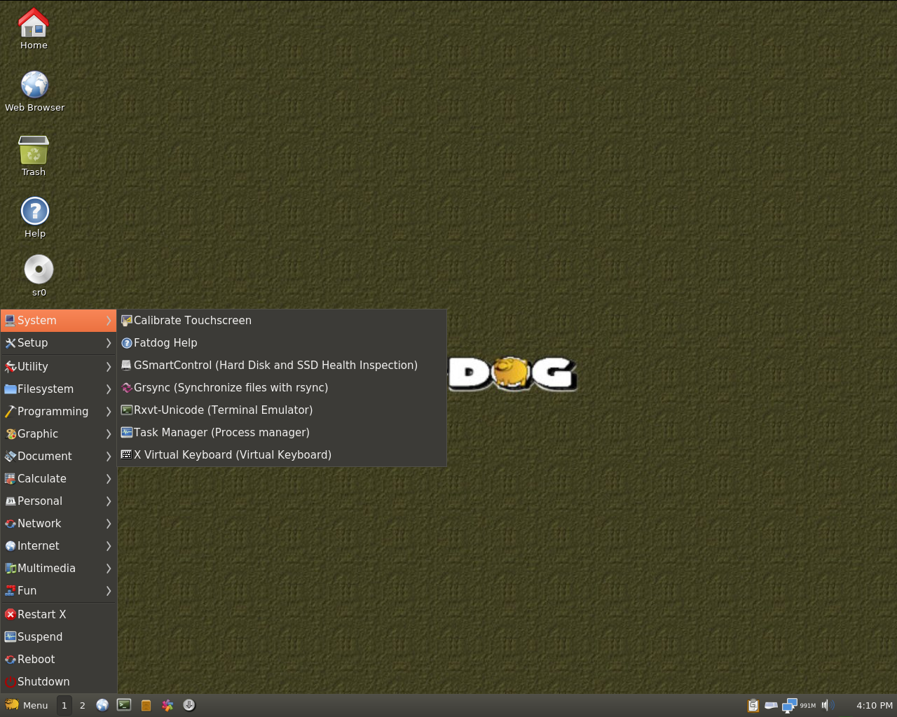 Fatdog64 desktop screenshot: 800