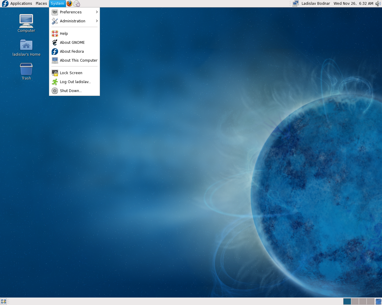 Fedora desktop screenshot: 10