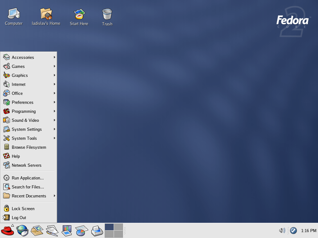Fedora desktop screenshot: 2
