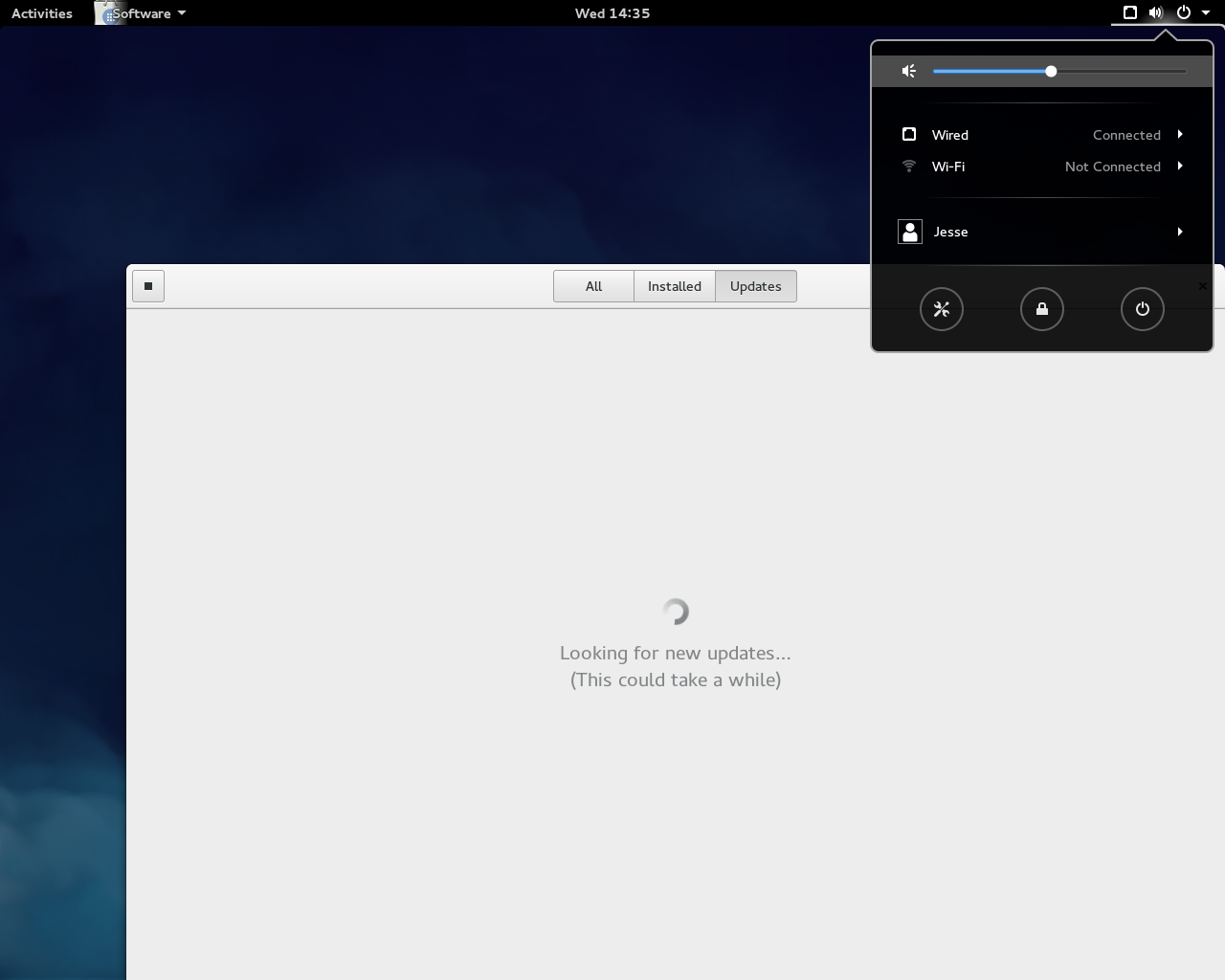 Fedora desktop screenshot: 21 user menu
