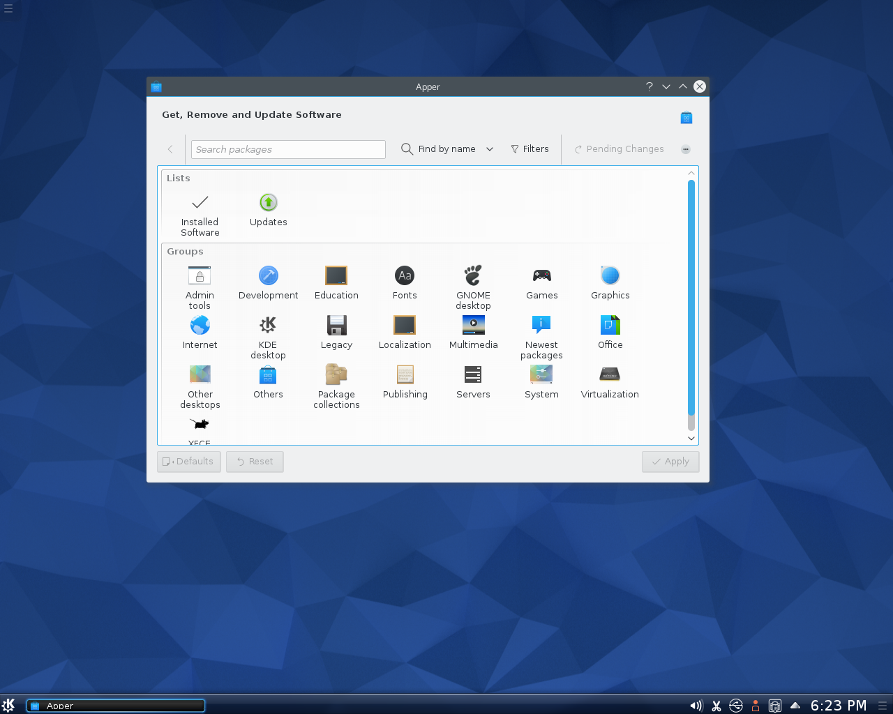 Fedora desktop screenshot: 22 apper