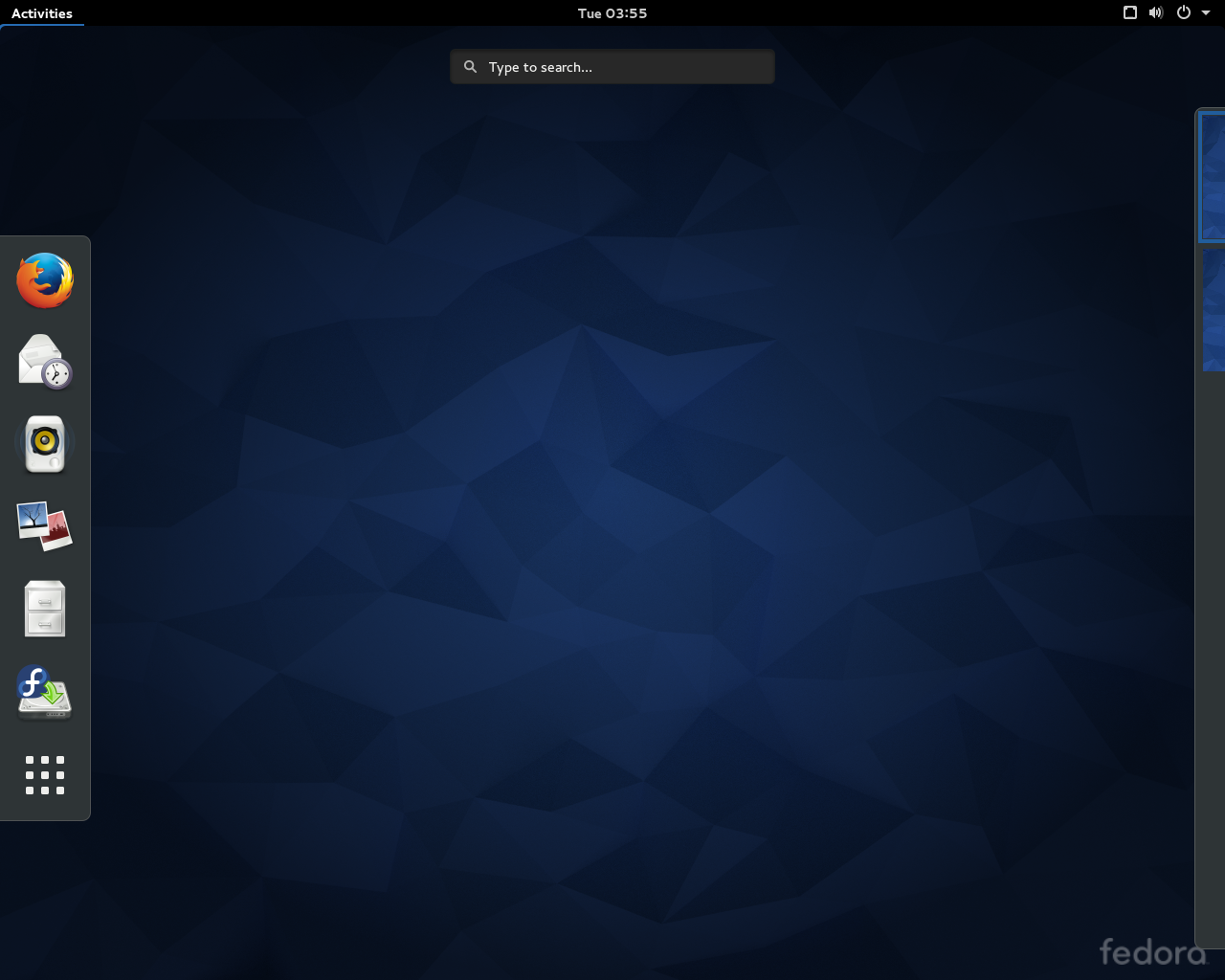 Fedora desktop screenshot: 22