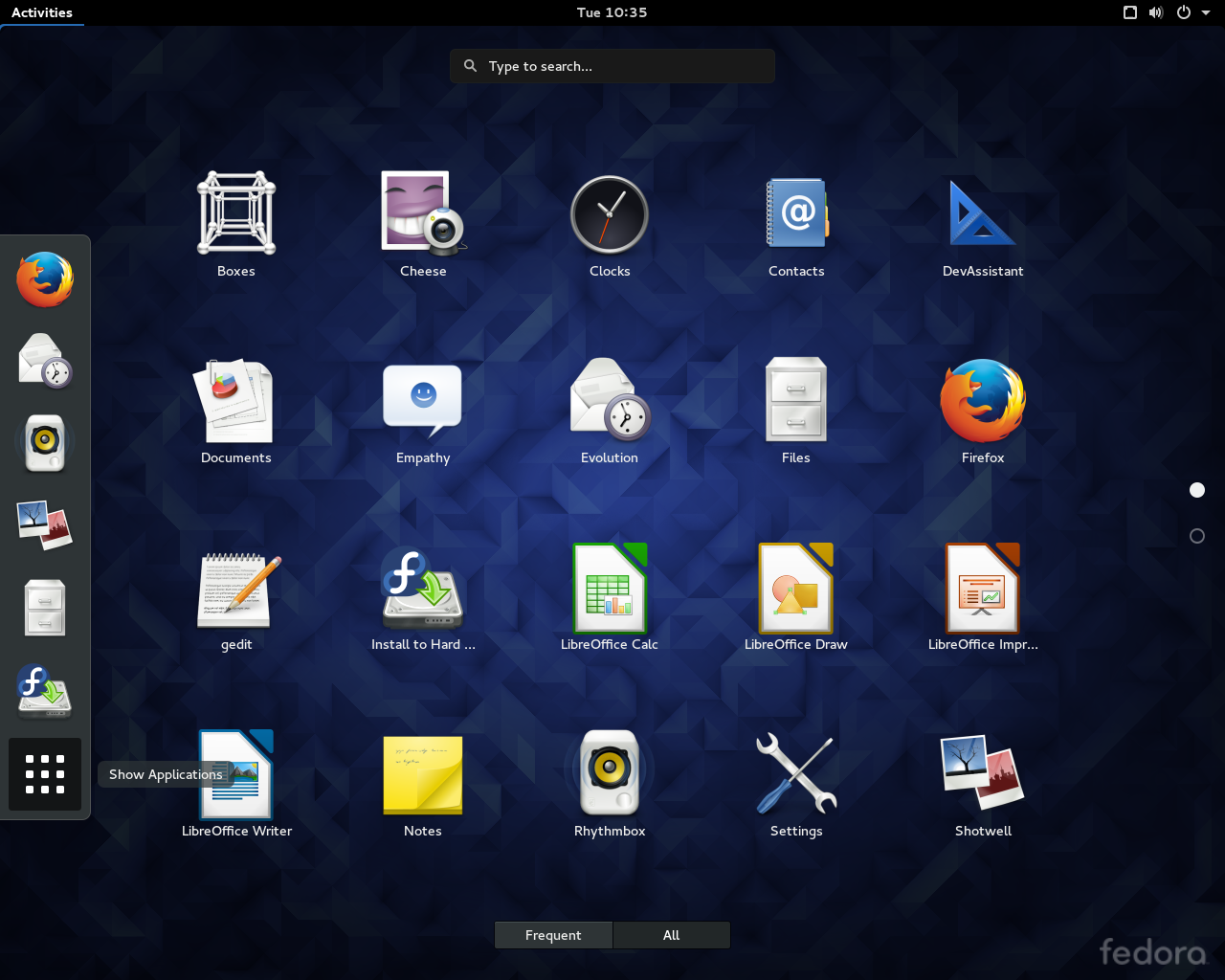Fedora desktop screenshot: 23