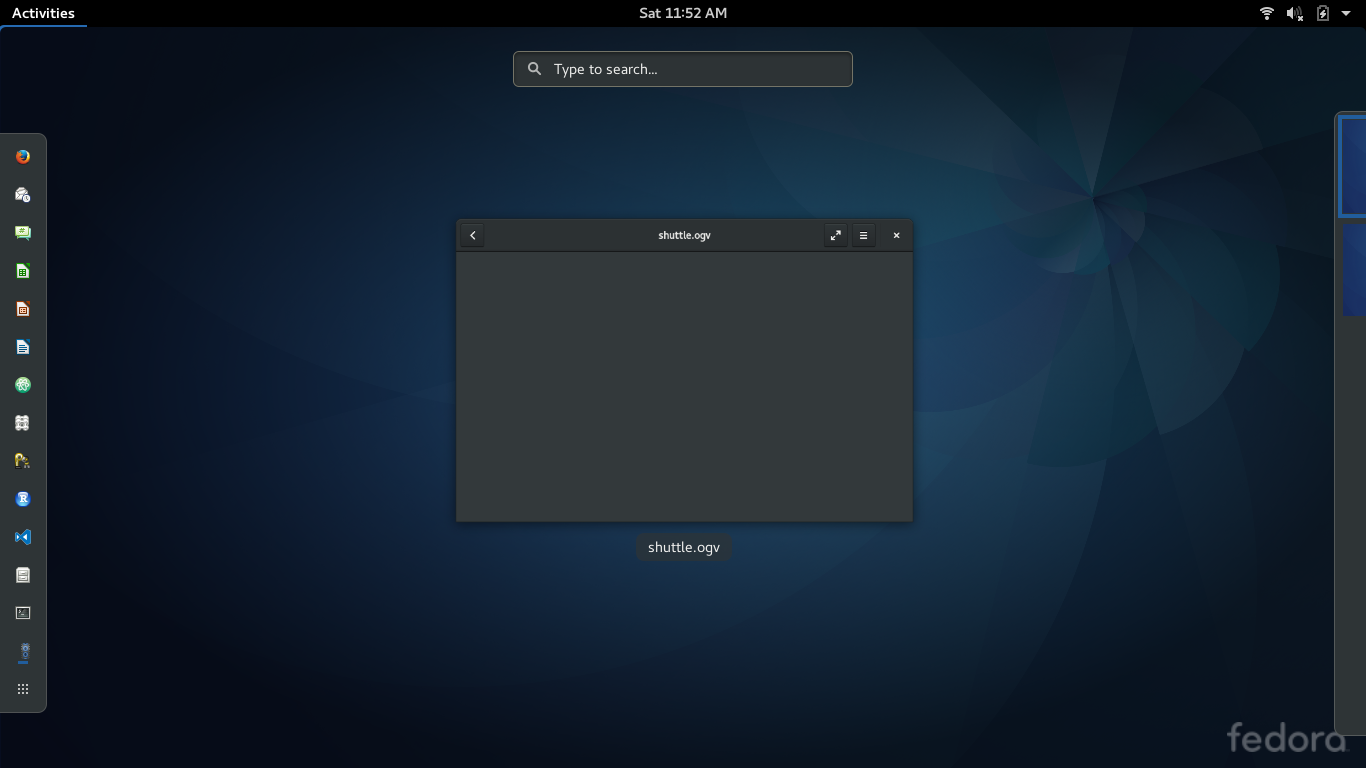 Fedora desktop screenshot: 25 overview