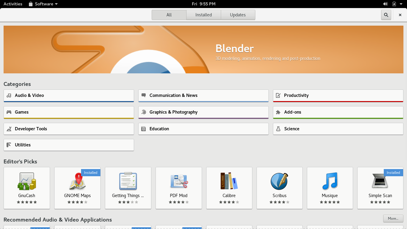 Fedora desktop screenshot: 25 software