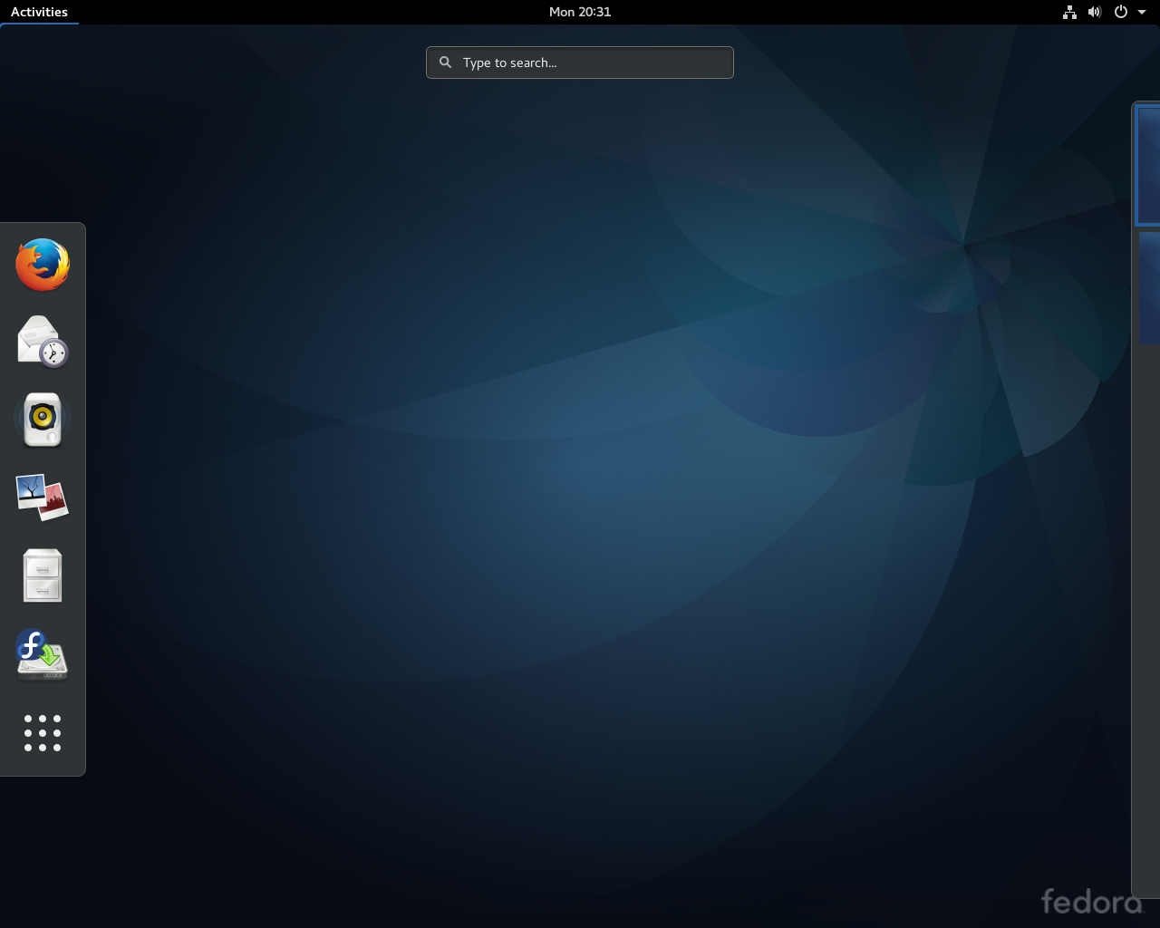 Fedora desktop screenshot: 25