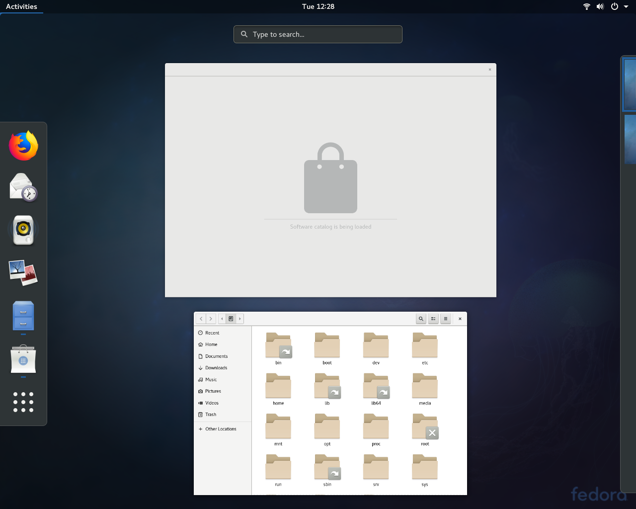 Fedora desktop screenshot: 27 activities