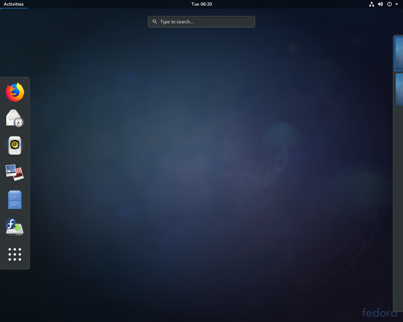 Fedora desktop screenshot: 27