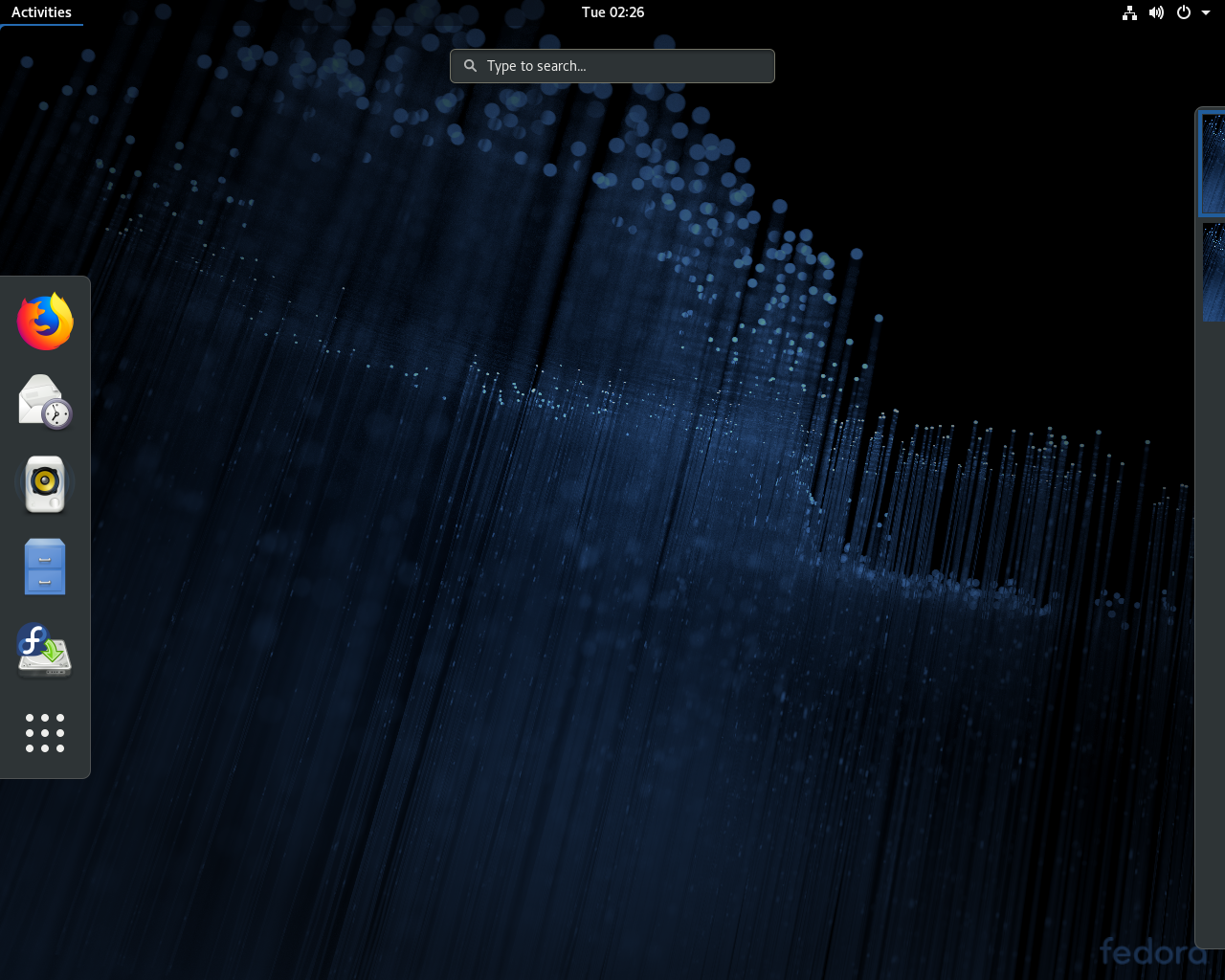 Fedora desktop screenshot: 28