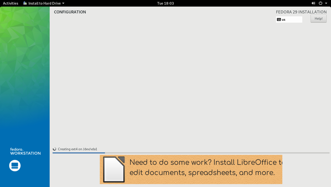 Fedora desktop screenshot: 29 banner