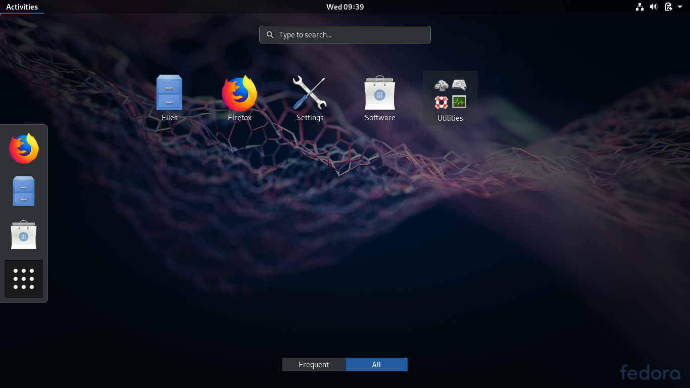 Fedora desktop screenshot: 29 silverblue default applications