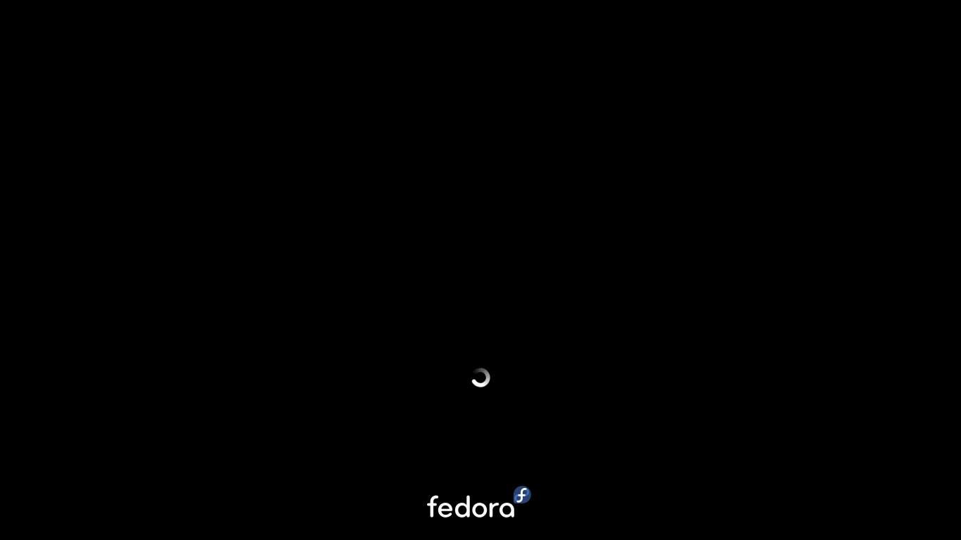 Fedora desktop screenshot: 30 plymouth boot splash screen