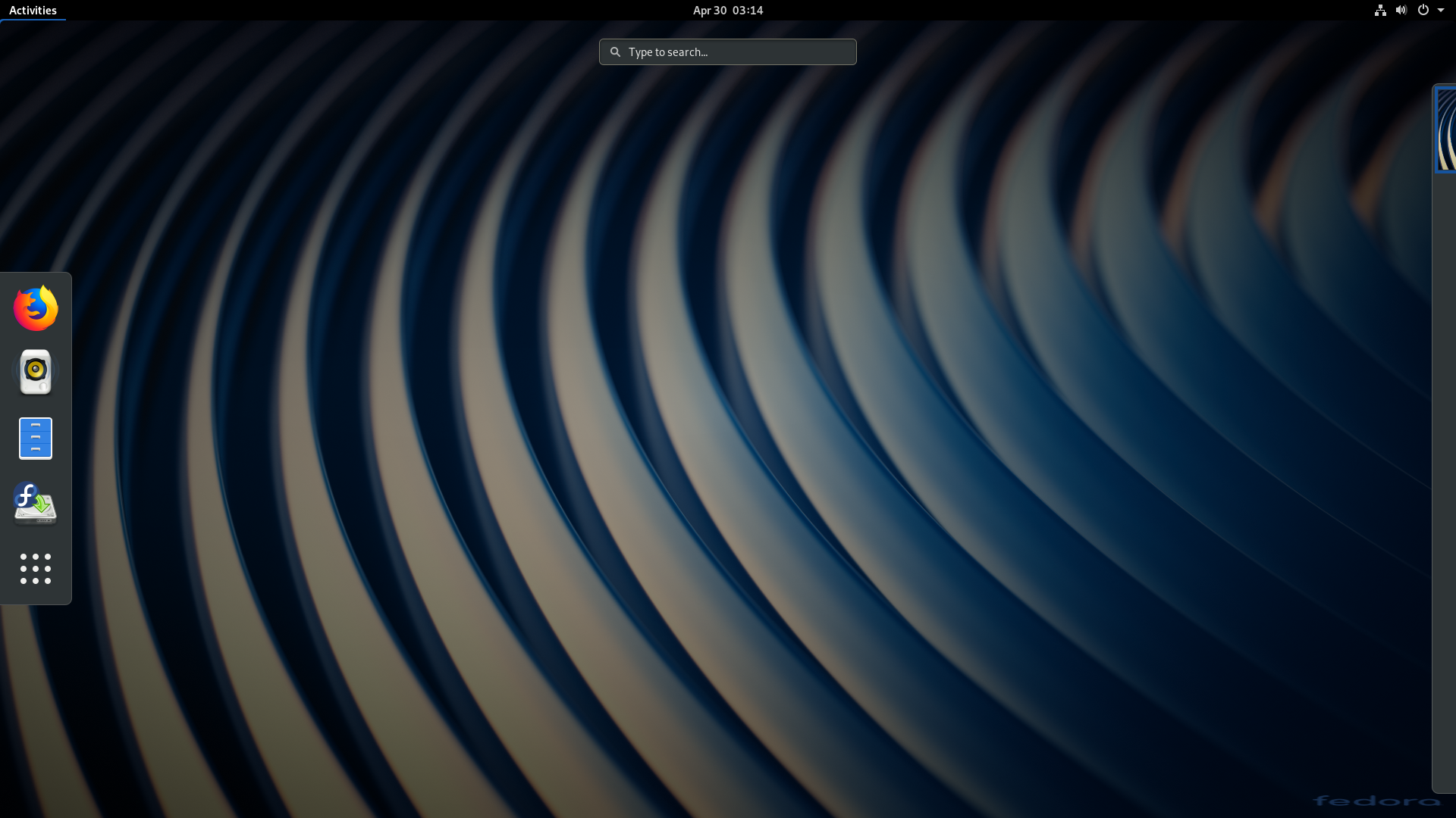 Fedora desktop screenshot: 30
