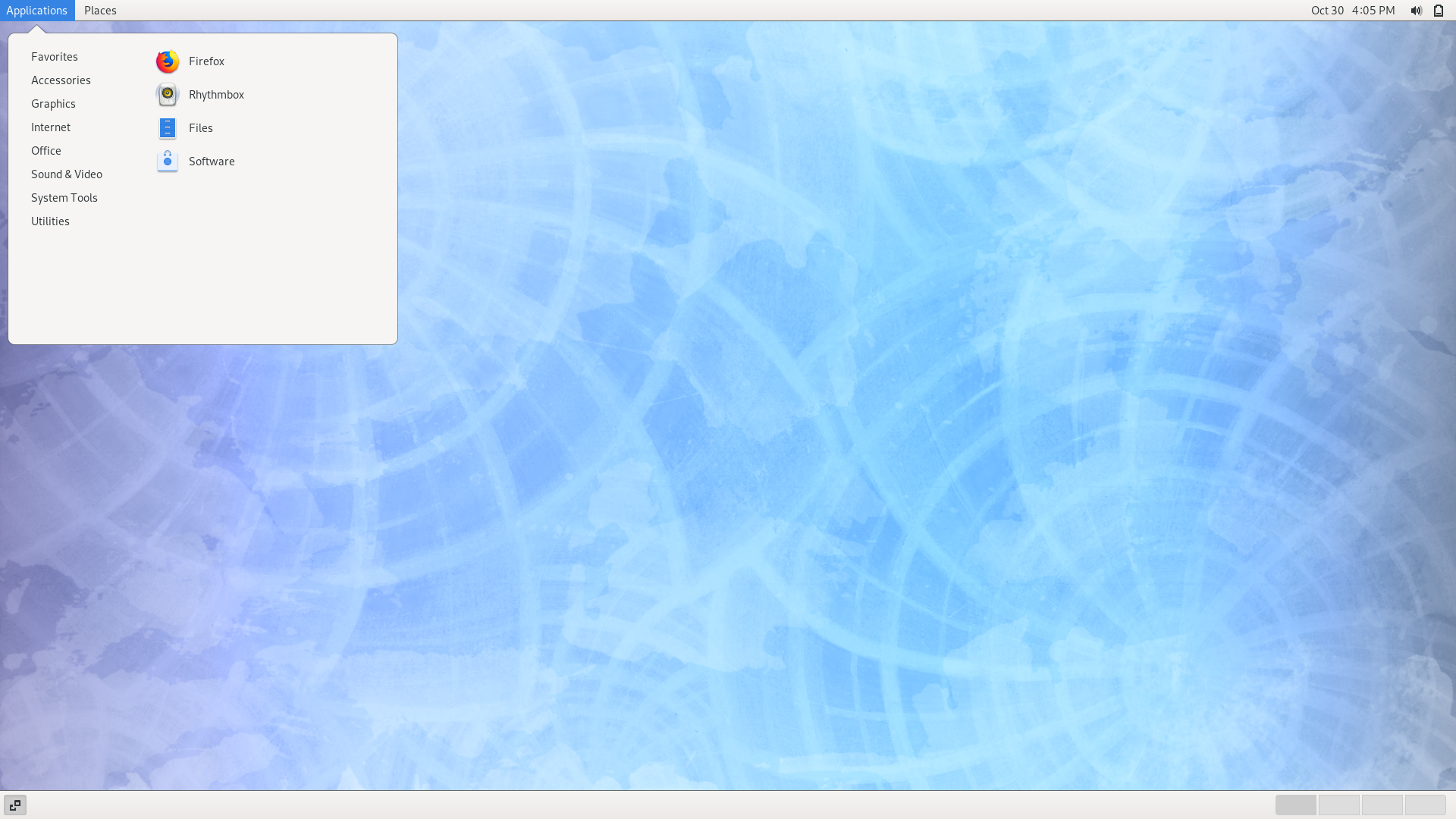 Fedora desktop screenshot: 31 gnome classic session desktop